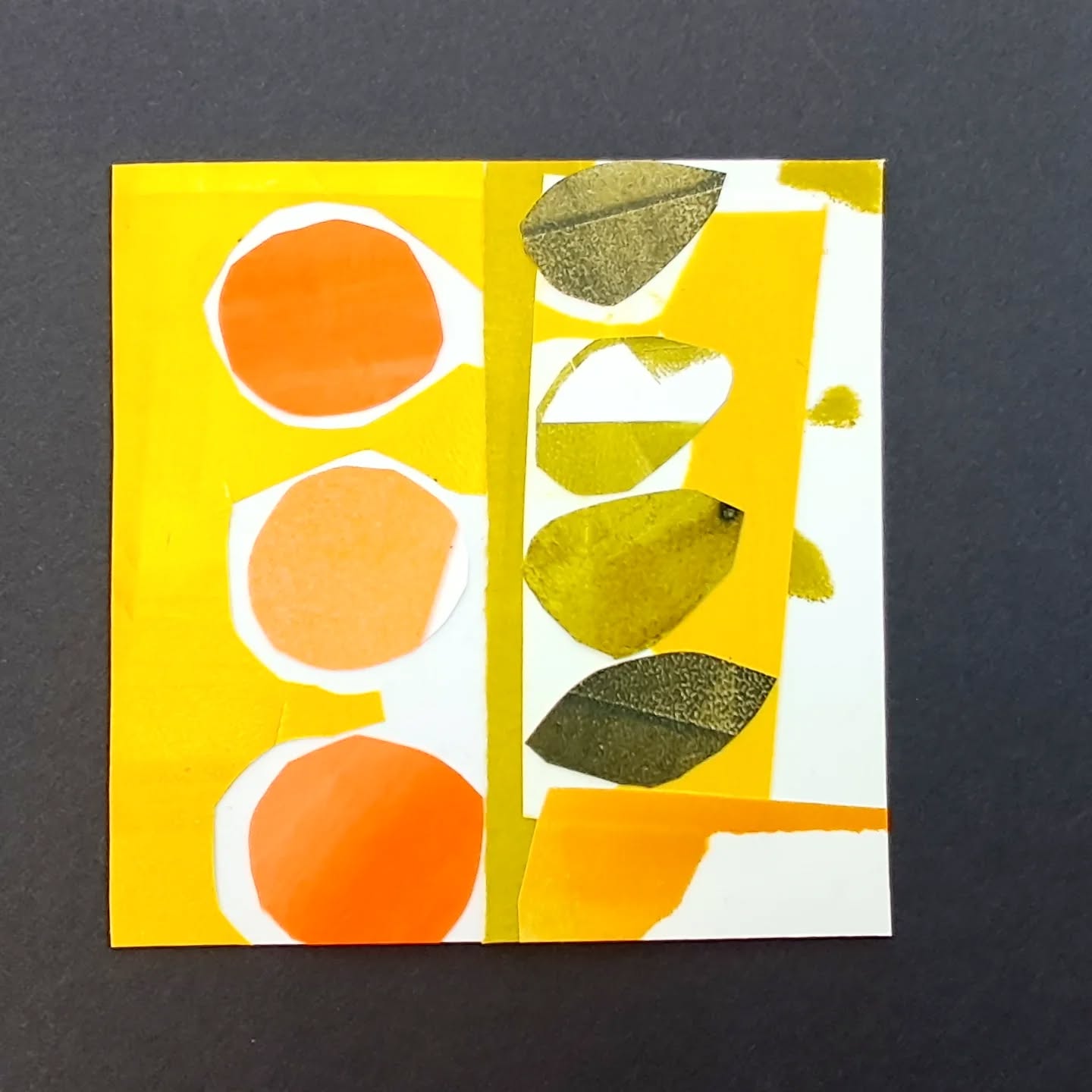 Leaf paper collage in white box frame 25cm x25cm One of three at Gallery Gwyn. #bespokepaintings #bespokeart #commissionart #commissionpainting #commissionartist