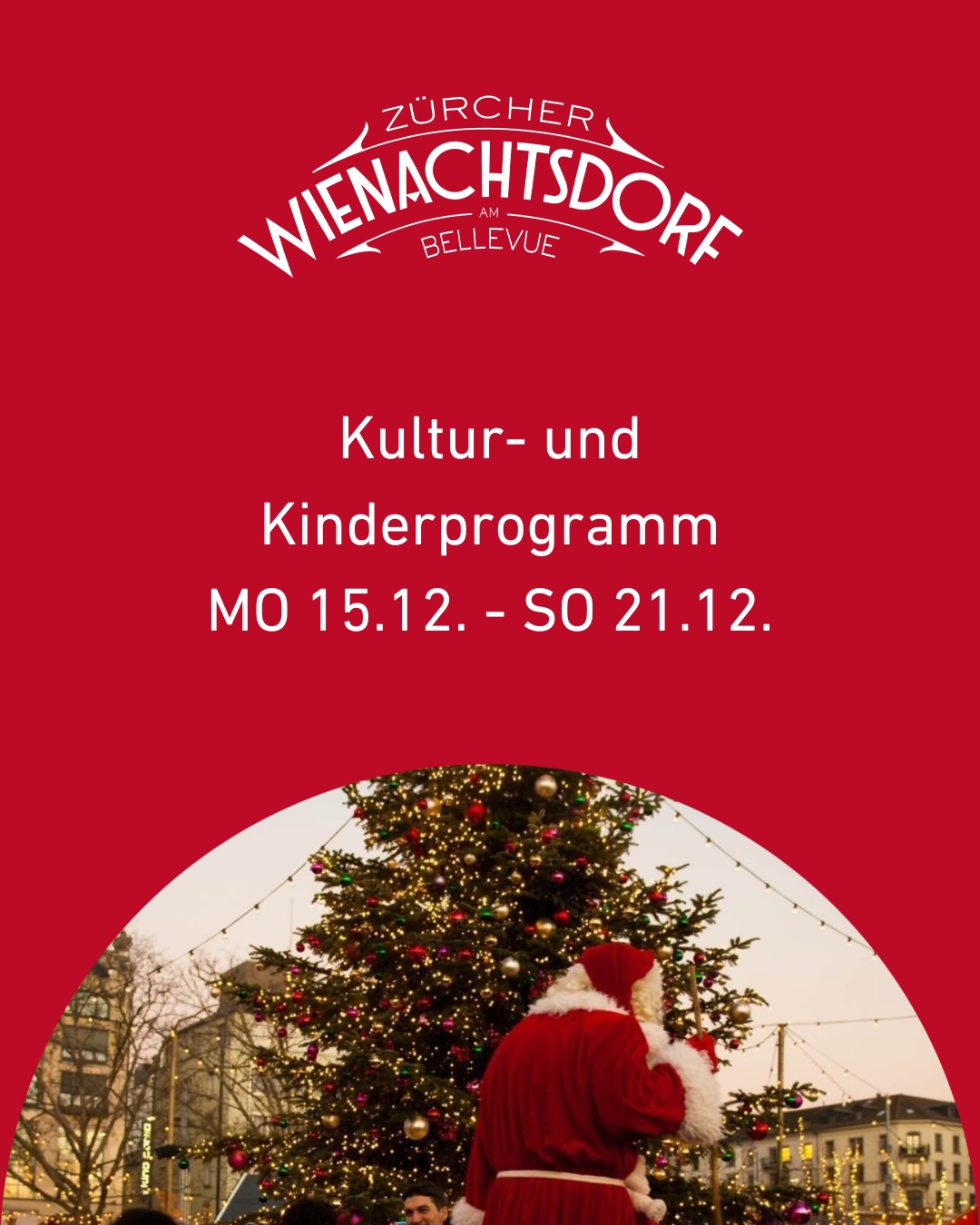 Das Wochenprogramm vom 15. bis 21. Dezember – unser letztes Wochenende am Wienachtsdorf
Noch einmal füllt sich die Villa Zaubernuss, das Spielhüsli und der Platz rundherum mit Geschichten, Funkelaugen und kleinen Momenten, die man gern festhält.
Dienstag, 16.12.
Bastelstunde mit der Kostümabteilung der Oper
16:00–18:30, Villa Zaubernuss
Besuch vom Samichlaus
Ab 14:00, Am Wienachtsdorf
Mittwoch, 17.12.
„Die zwölf Monate“ – ein russisches Märchen, erzählt von Nicole Bösch
14:00 / 15:00 / 16:00, Villa Zaubernuss
Kinderschminken mit LunaSol
Ab 14:00, Spielhüsli
The Flying Nanny – eine musikalische Hommage (Ticket-VVK)
14:00 / 15:30, Fondue Chalet, rechte Seite
Donnerstag, 18.12.
Bastelstunde mit der Kostümabteilung der Oper
16:00–18:30, Villa Zaubernuss
Freitag, 19.12.
Winterzauber-Kinderyoga mit Ananda Kinderyoga
16:00–18:30, Villa Zaubernuss
Samstag, 20.12.
Duo Creativo: Basteln & Schminken
13:00–18:15 (diverse Slots), Villa Zaubernuss
Kinderschminken mit @rosalunasol
Ab 14:00, Spielhüsli
Sonntag, 21.12.
Geschichten und Märchen mit @sibyllebaumann1
14:00 / 15:00 / 16:00, Villa Zaubernuss
Live Performance Art
ca. 16:00, Am Wienachtsdorf
Unsere letzten Tage am Sechseläutenplatz – lasst uns dieses Finale gemeinsam warm und lebendig machen.