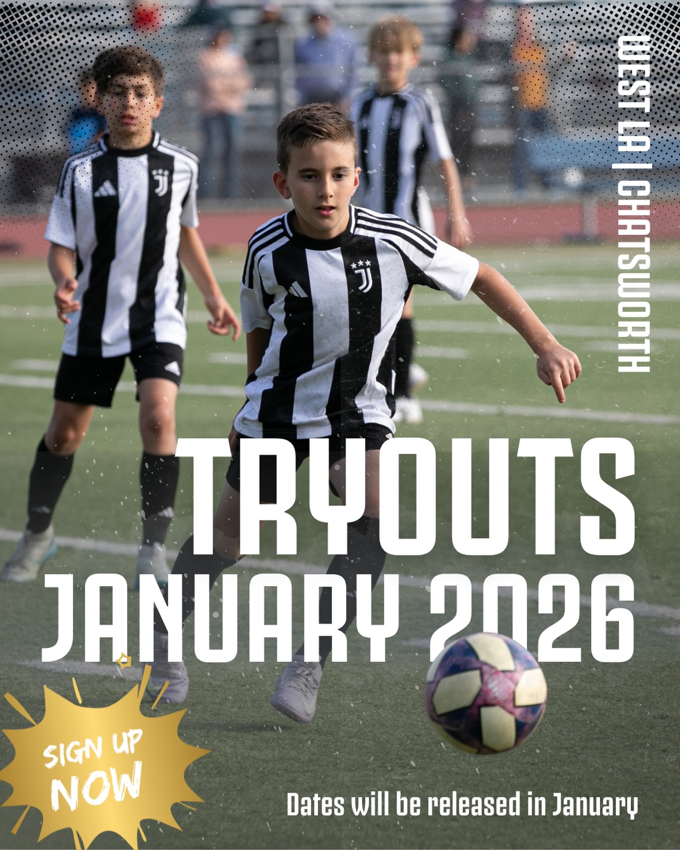 ⚽ TRYOUTS CONTINUE IN JANUARY 2026 ⚽
Due to high demand, tryouts for the 2026–2027 season will continue in January. Official dates will be announced soon.
We’re receiving a high volume of requests and are looking for talented, committed players ready to take the next step.
👉 Sign up now to secure your spot and be among the first invited when January sessions are released.
🔗 Link in bio
#JuventusAcademyLA #LAYouth #Tryouts2026 #PlayerPathway #MLSNext