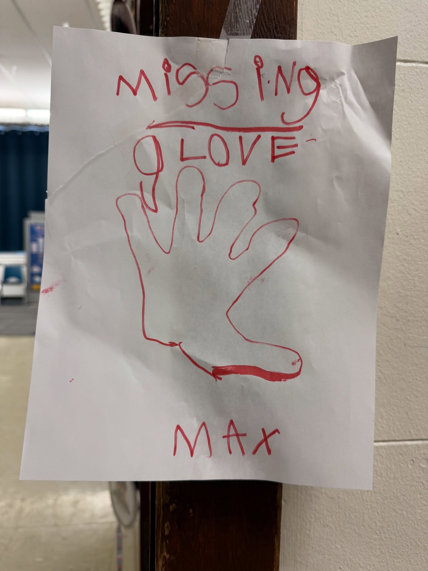 Posted in the hall today. If you happen to see this glove lying around, help a guy out! #lostglove #rhemachristianschool