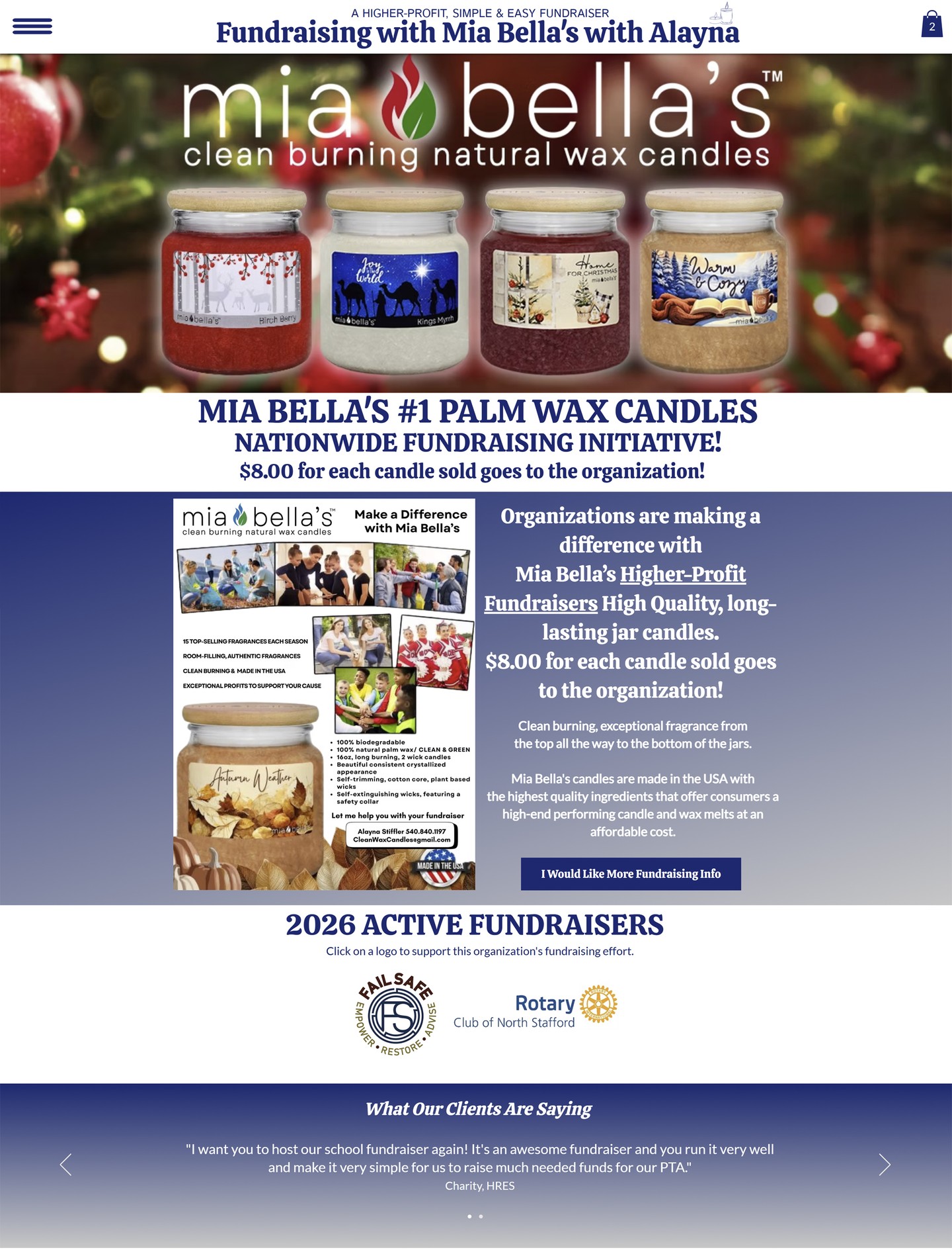 My newest website launch for Fundraising with Mia Bella's with Alayna. This is a great way for orgranizations to fundraise and also offer a great product.
Check out the new site here: https://www.mycandlefundraiser.com/
#petitetaway #FundraisingWithMiaBellas #CandleFundraiser