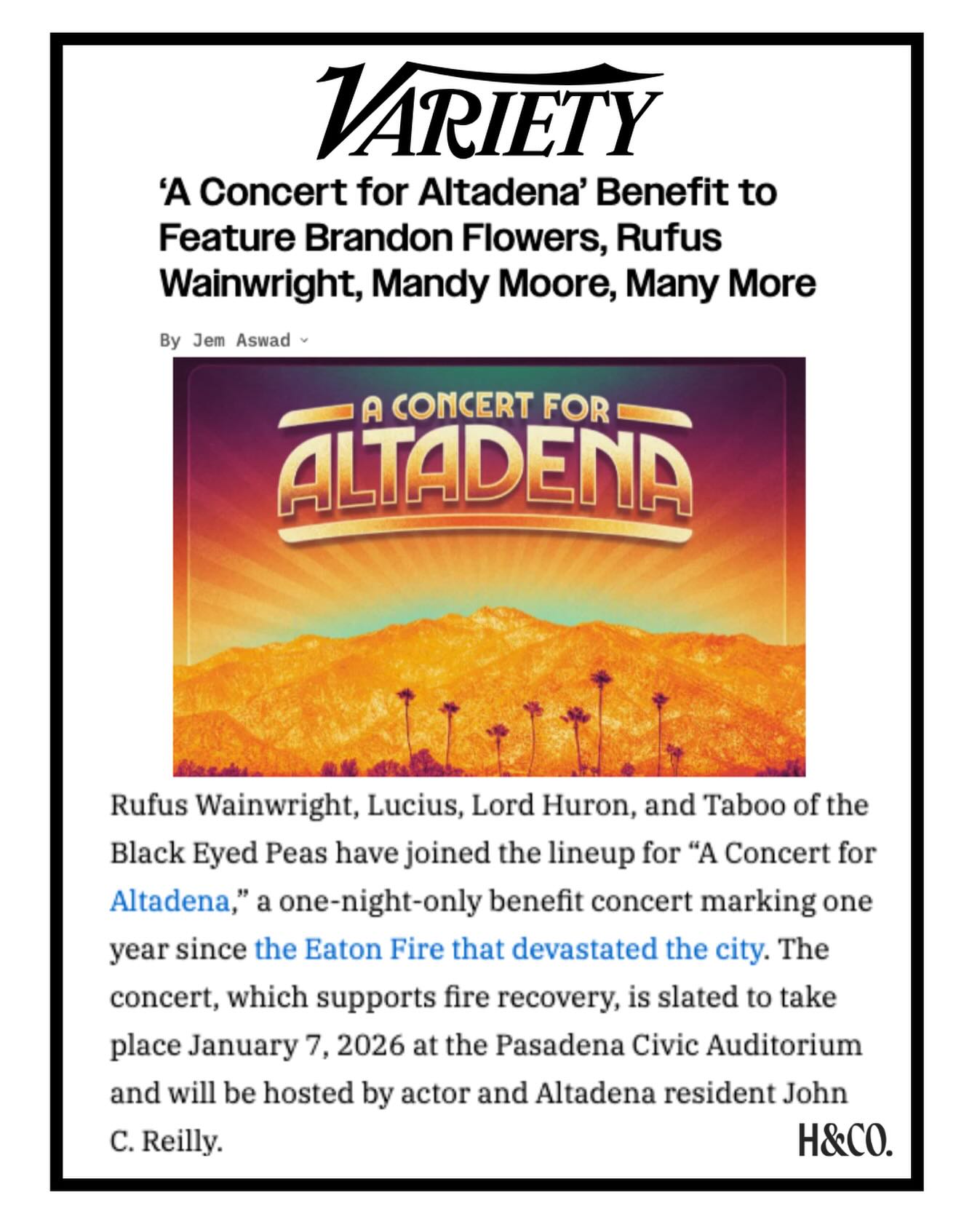 There’s still time to grab your tickets to A Concert for Altadena, happening January 7th at the Pasadena Civic Auditorium. All proceeds will be donated to the Altadena Builds Back Foundation to support long-term recovery since the devastating Eaton Fire.