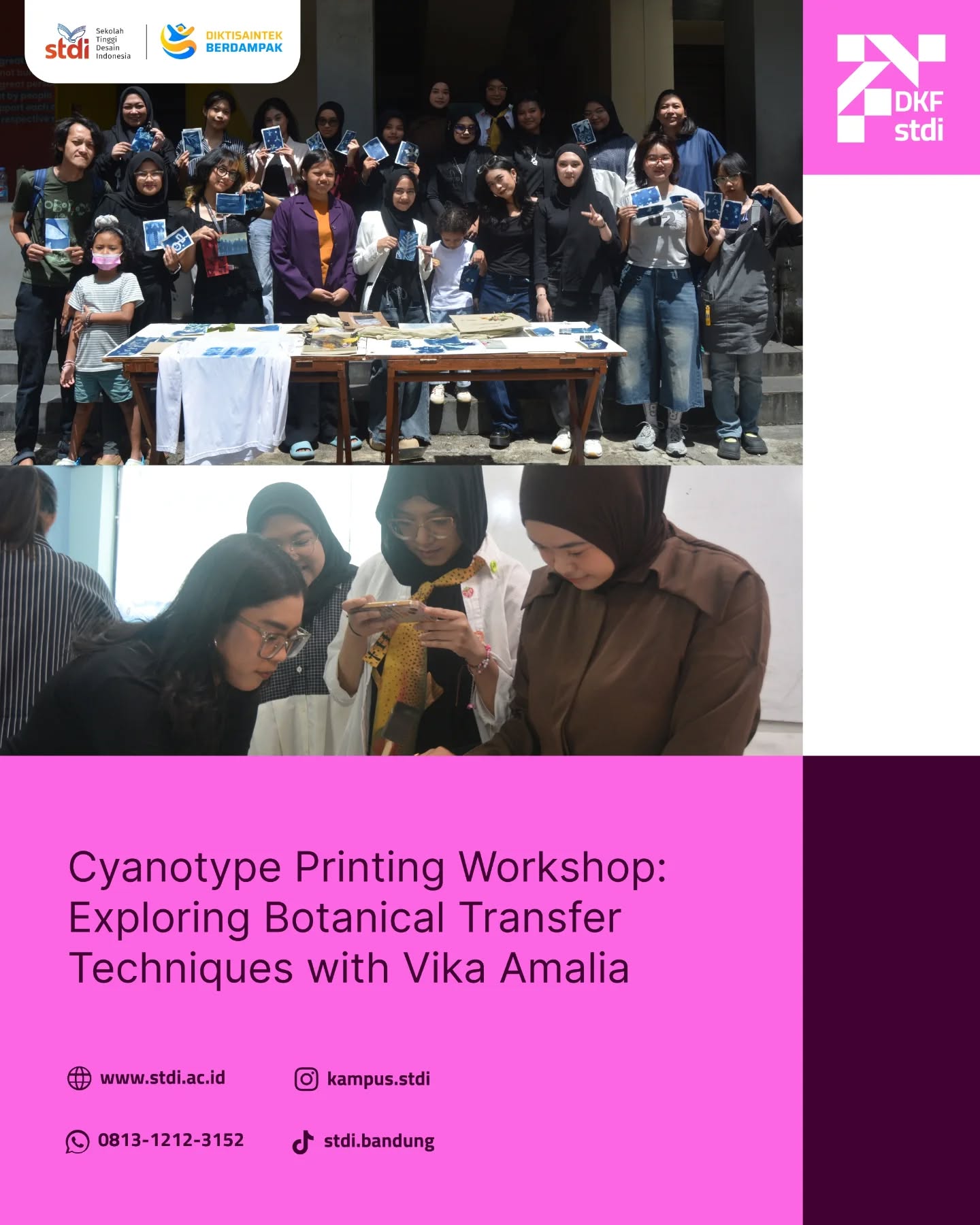 Biru, cahaya, dan alam berpadu dalam satu pengalaman 🌿💙
Workshop Cyanotype Printing akhirnya terlaksana dengan penuh eksplorasi dan rasa penasaran.
Peserta diajak mengenal teknik cetak alternatif dengan memanfaatkan tanaman sebagai objek, bermain dengan cahaya matahari, dan membiarkan proses menciptakan kejutan di setiap hasilnya.
Bukan cuma belajar teknik, tapi juga merasakan proses, kesabaran, dan keindahan dari hal-hal sederhana di sekitar kita.
Terima kasih untuk Vika Amalia dan seluruh peserta yang sudah hadir, berkarya, dan berbagi energi positif di kelas.
Sampai jumpa di workshop seni berikutnya — karena selalu ada cerita baru di setiap eksperimen