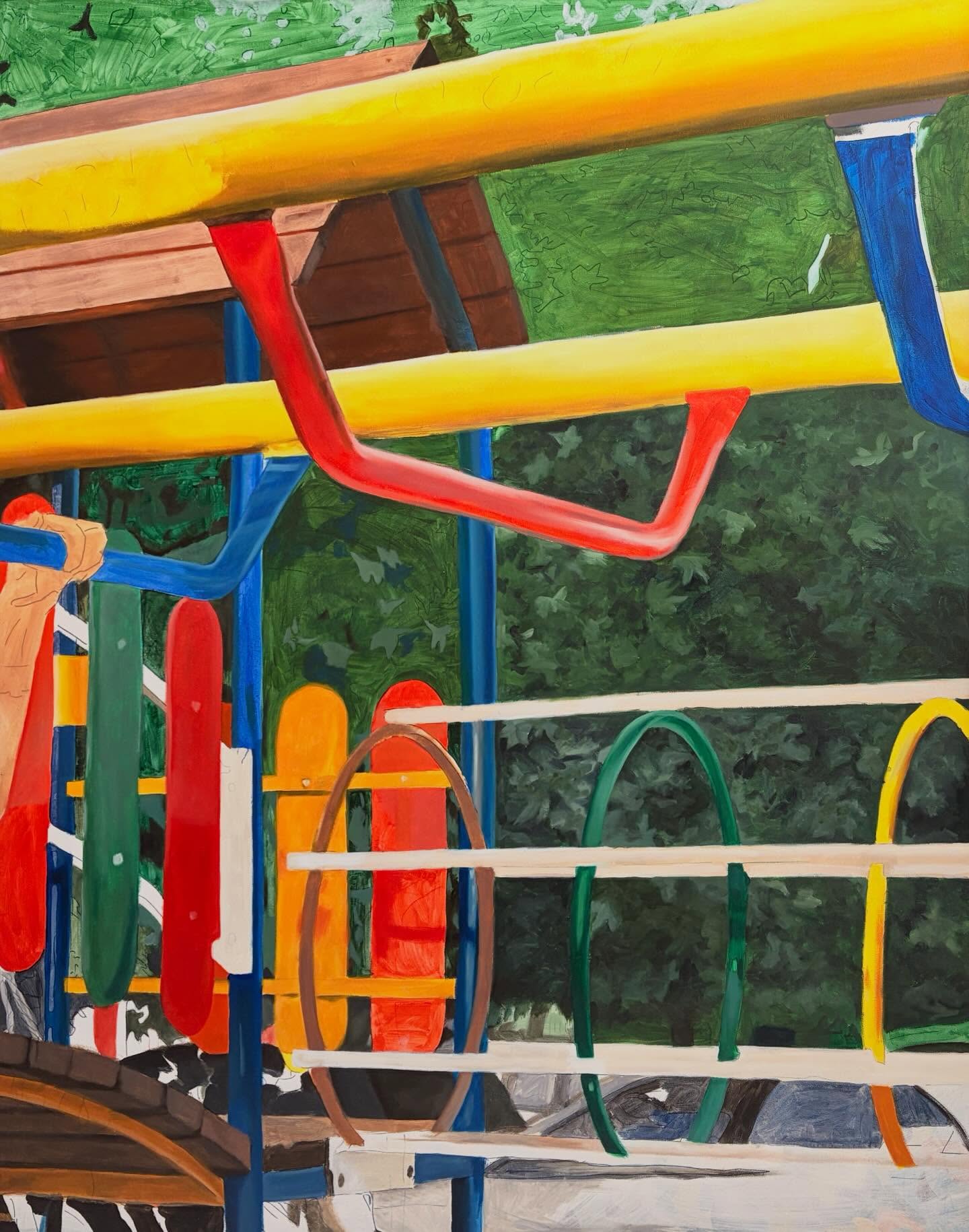 Quite pleased with the progress made over the past few days on 1/2 of the largest paintings for my show 👍