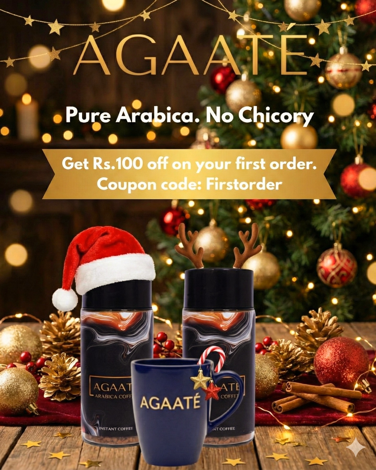 100% Pure Arabica ✓
0% Chicory ✓
Rs.100 OFF ✓
This Christmas just got better ☕🎄
Code: Firstorder
Valid on first orders only
Shop now - link in bio 💙✨
#AGAATÉ #ChristmasCoffee #PureArabica #NoChicory #CoffeeDeals #FestiveOffer #InstantCoffee