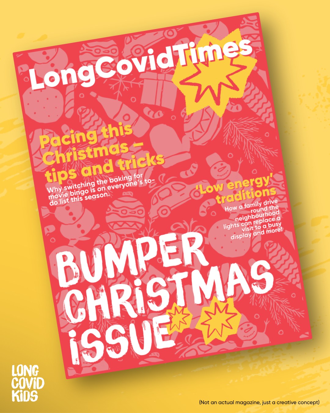 If this is your family’s first festive season with Long Covid, or an overlapping illness, why not think about ways to adapt some of your existing family traditions or create new ‘low energy’ traditions.
🚗 A family drive round the neighbourhood lights instead of a visit to a busy display
🎨 Build in time for some quiet christmas crafts (or naps)
🎅 Christmas PJ day and a film with popcorn
🎬 Christmas Movie Bingo
If your family is a seasoned pro at this season share your tips and tricks for pacing the festive fun in the comments below 👇
E.g. It’s ok to say no - to activities or people that are ‘too much’.
#LongCovid #LongCovidKids