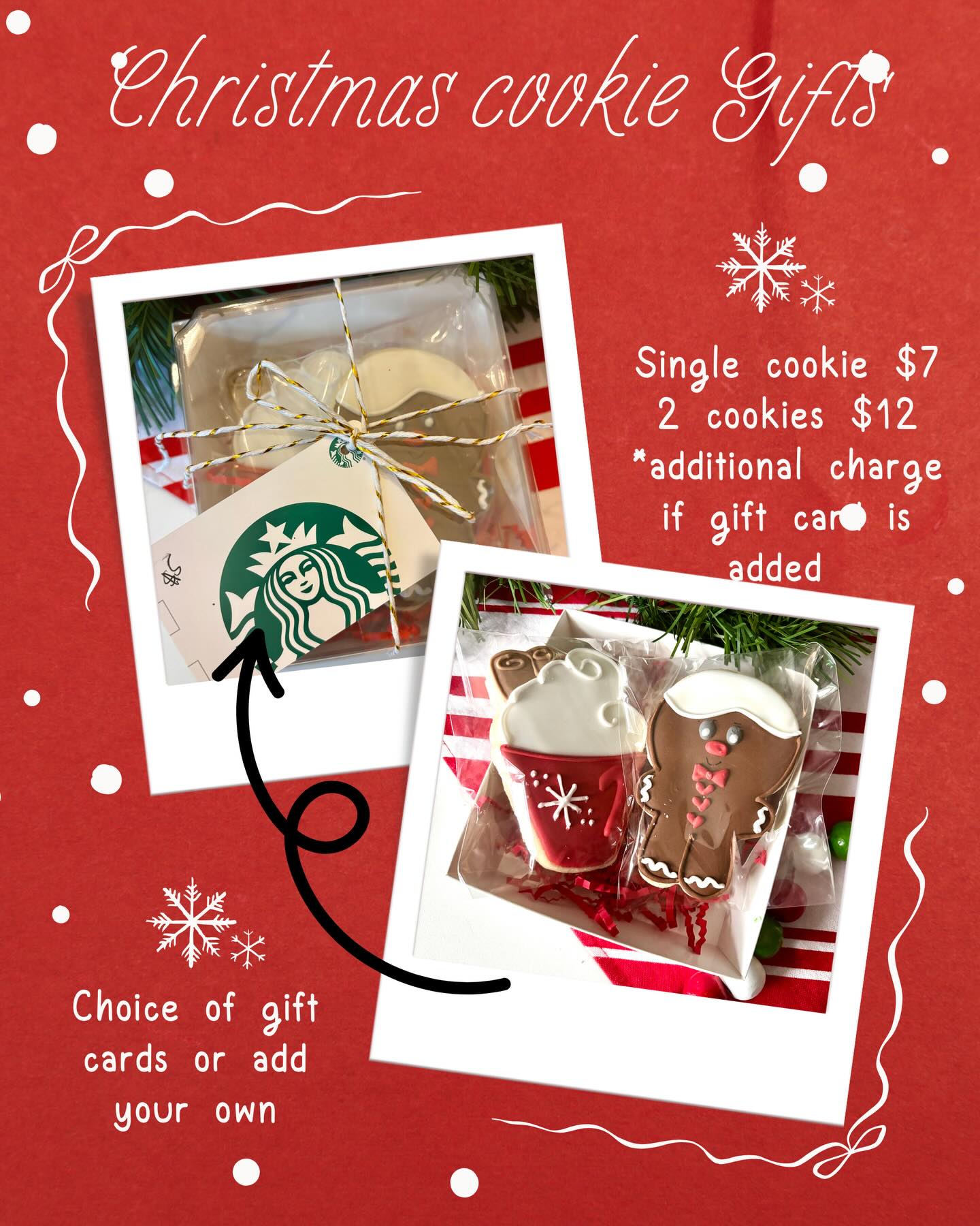 🎁 Sweet little gifts that never miss
Our cookie gift boxes are perfect for teachers, neighbors, coworkers, or last-minute holiday cheer!
🍪 1 cookie – $7
🍪🍪 2 cookies – $12
☕ Add a Starbucks or 🛒 HEB gift card ($5 or $10)
Thoughtful, festive, and ready to gift 🎄
#missmoosbakeshop