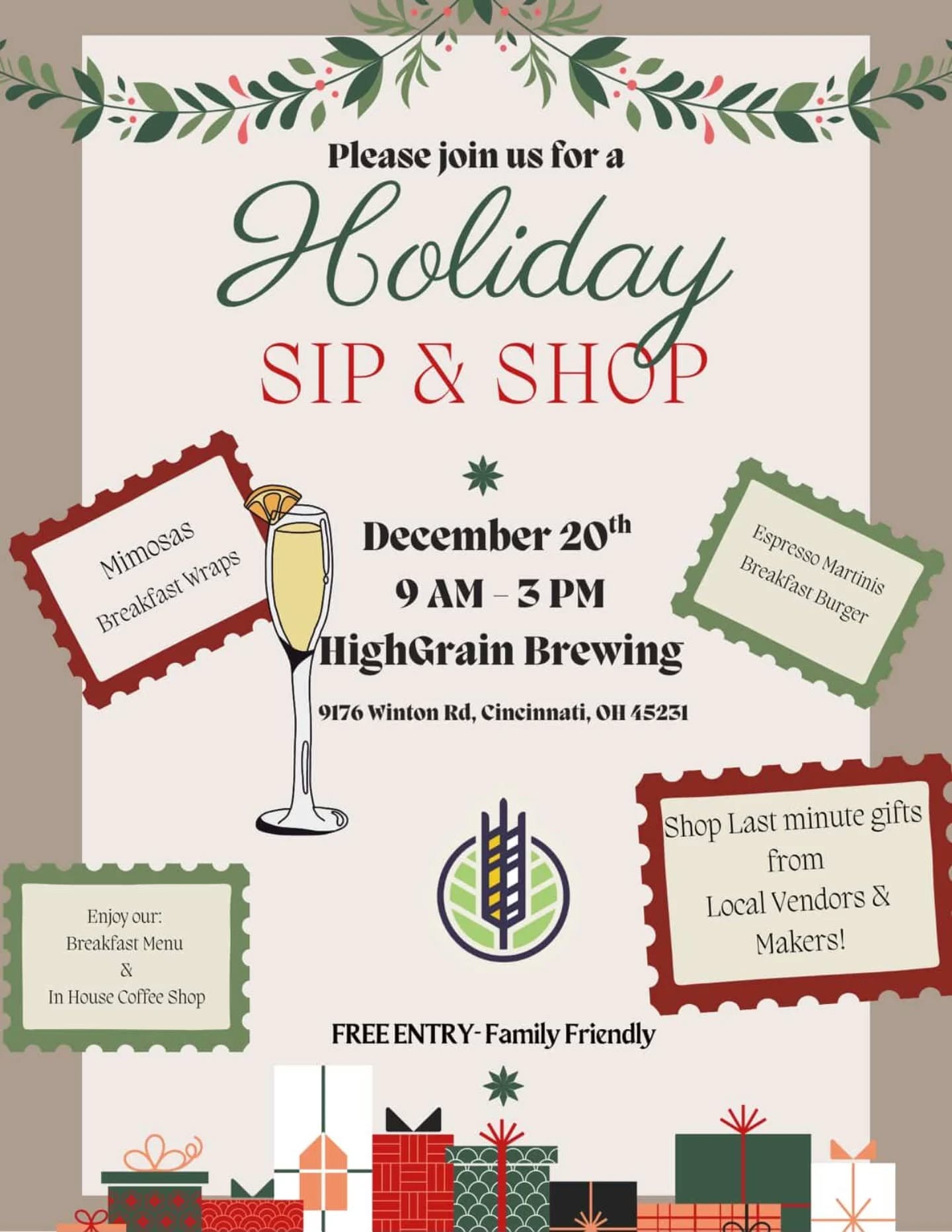 Join @ChrisPaul513 & the @Delux513 team this Saturday morning at @HighGrainBrewing for a family fun (& free) event! Tis the season for sipping, shopping, & giving... So breakfast burgers on you!
See you there!
Tell Kat (@MindTastings) we said hi!