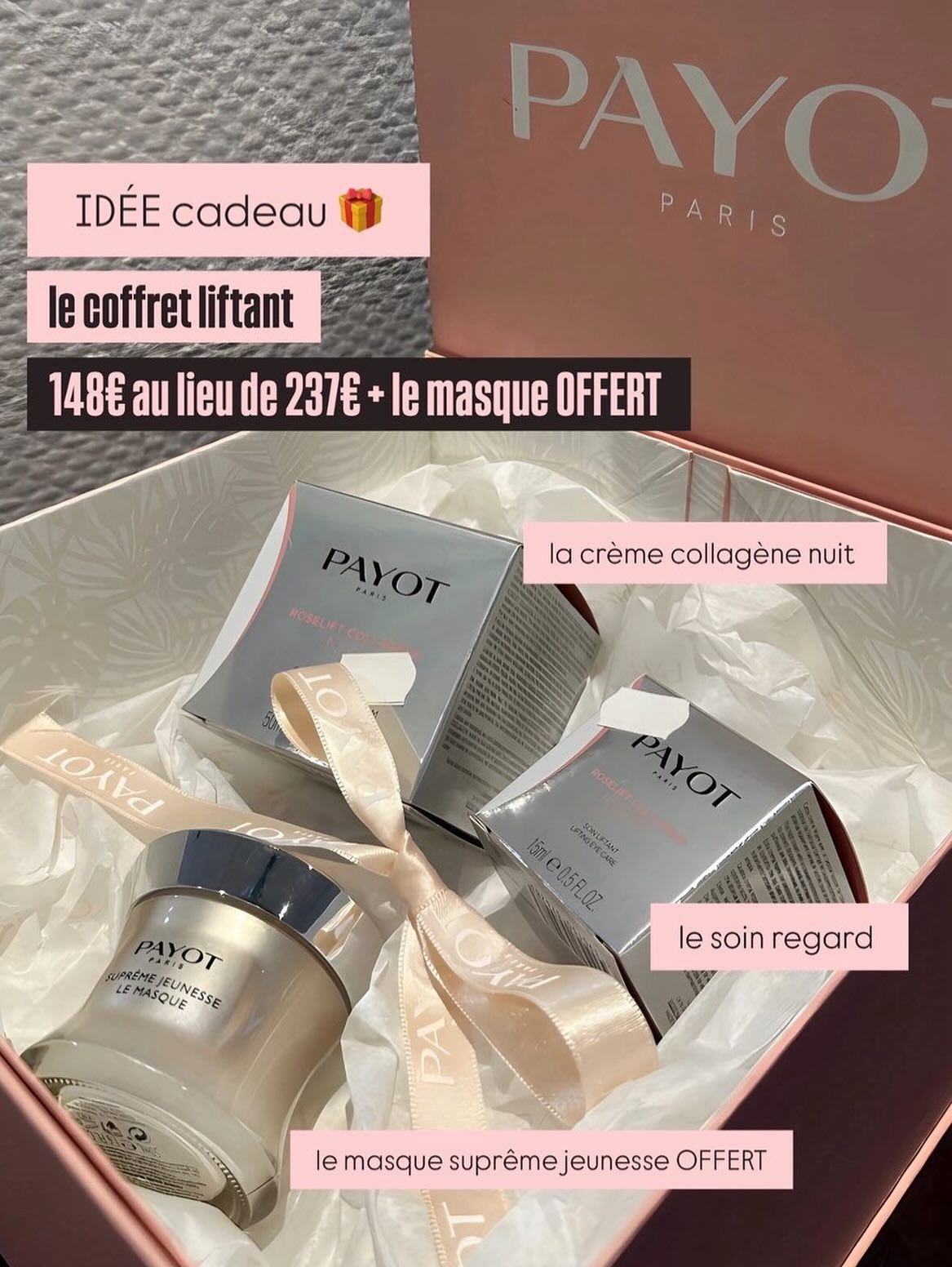 Idée cadeau ✨ Le coffret liftant à 148euros au lieu de 237euros + le masque offert 🌸 #imanebeauty #coffret #idéecadeau #fête #offre #soinvisage #institutdebeaute