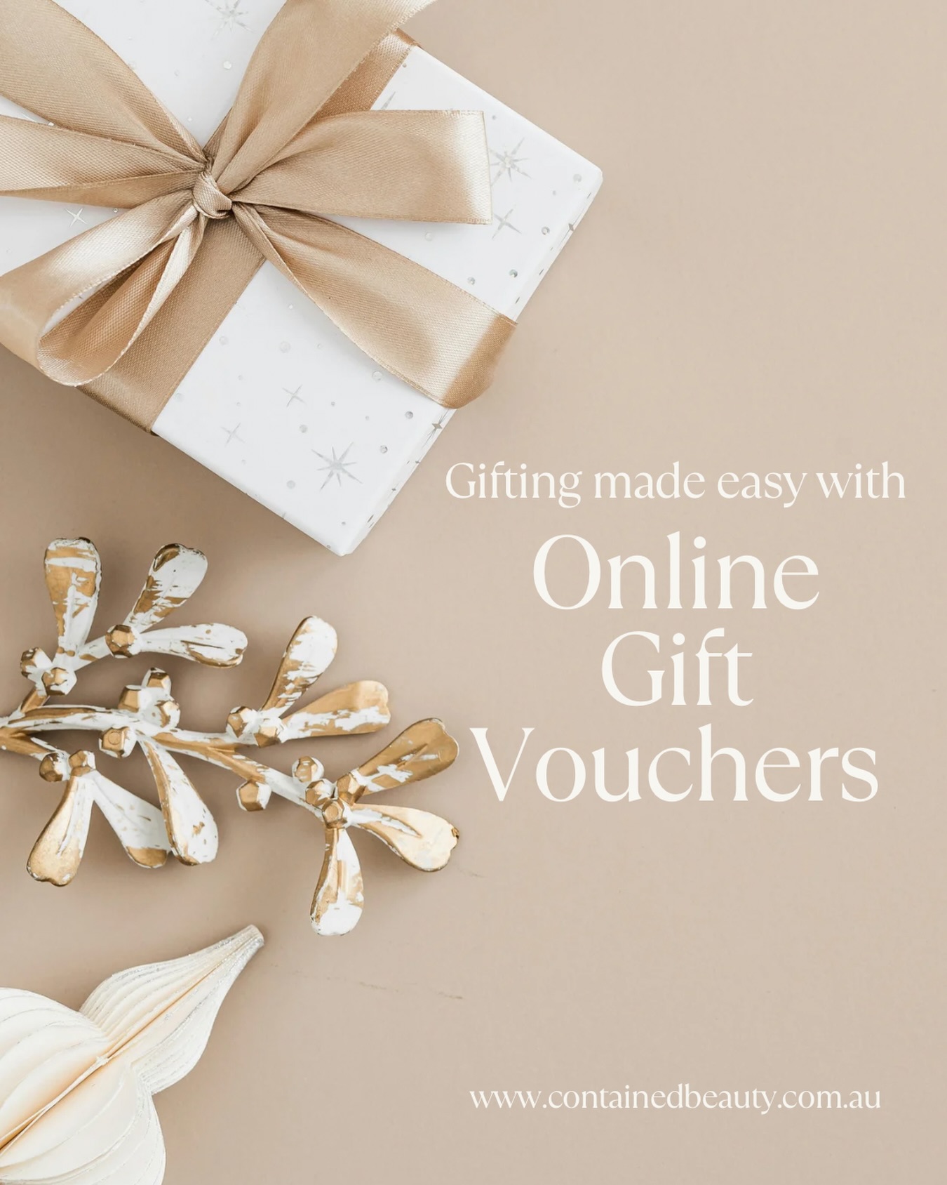 Gifting made easy 🎄🎅
Not sure what to buy? Let them choose 🤗
Our online gift vouchers are the perfect last-minute (or thoughtful) gift - delivered instantly and redeemable on any treatment or product.
Head to our website and click ‘gift vouchers’ in the drop down menu and follow the prompts 😍
💌 www.containedbeauty.com.au
🔗 LINK IN BIO