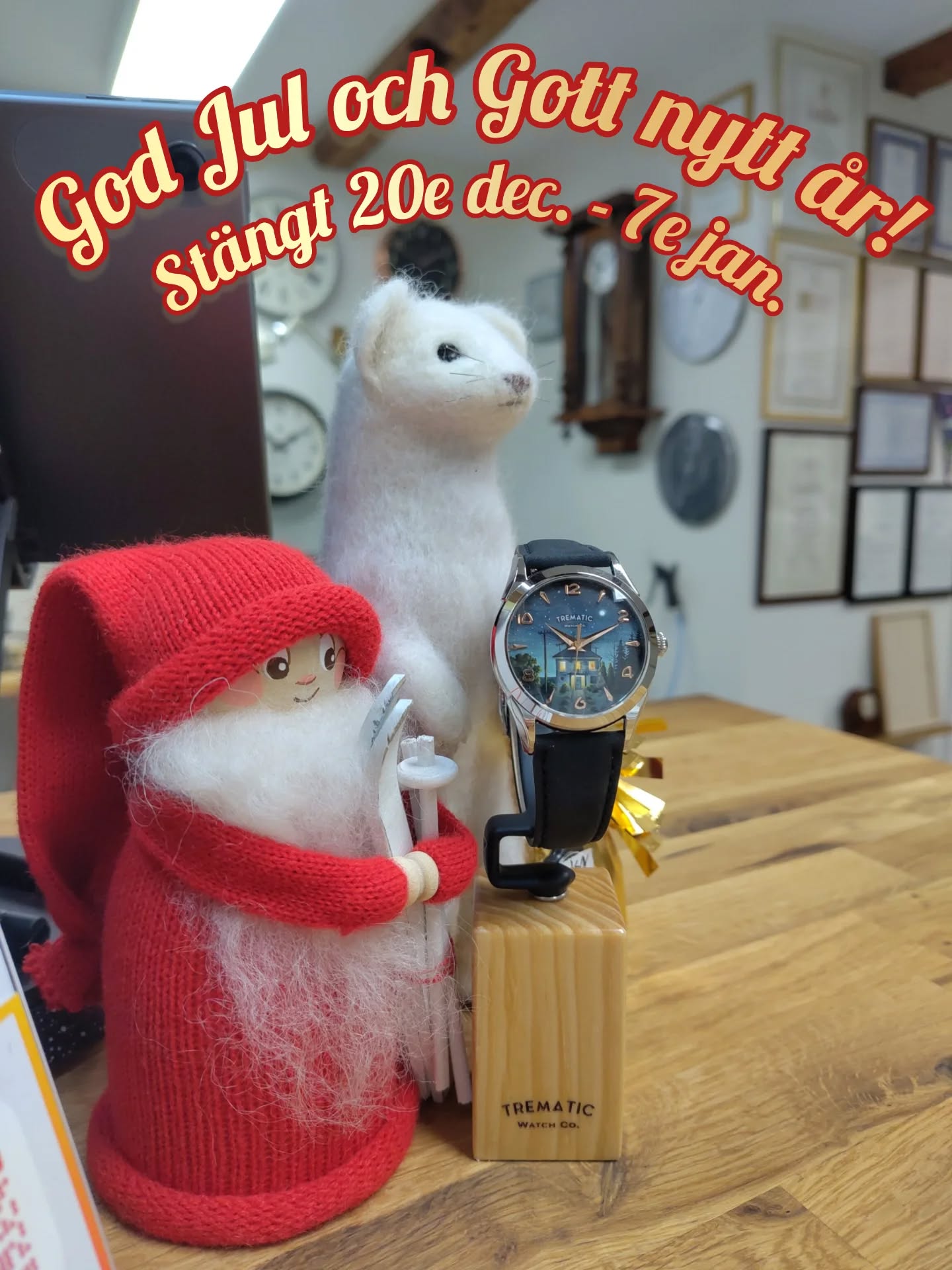 Nu närmar vi oss jul och vi jobbar på och har öppet till och med lördag. Välkomna in!
Tack för i år alla vänner! Ha en riktigt skön jul och nyår så ses vi nästa år igen!
#klocka #urmakeri #watch #watchrepairer #tidlös #tidlösaur #ulvakvarn #uppsala #mittuppsala