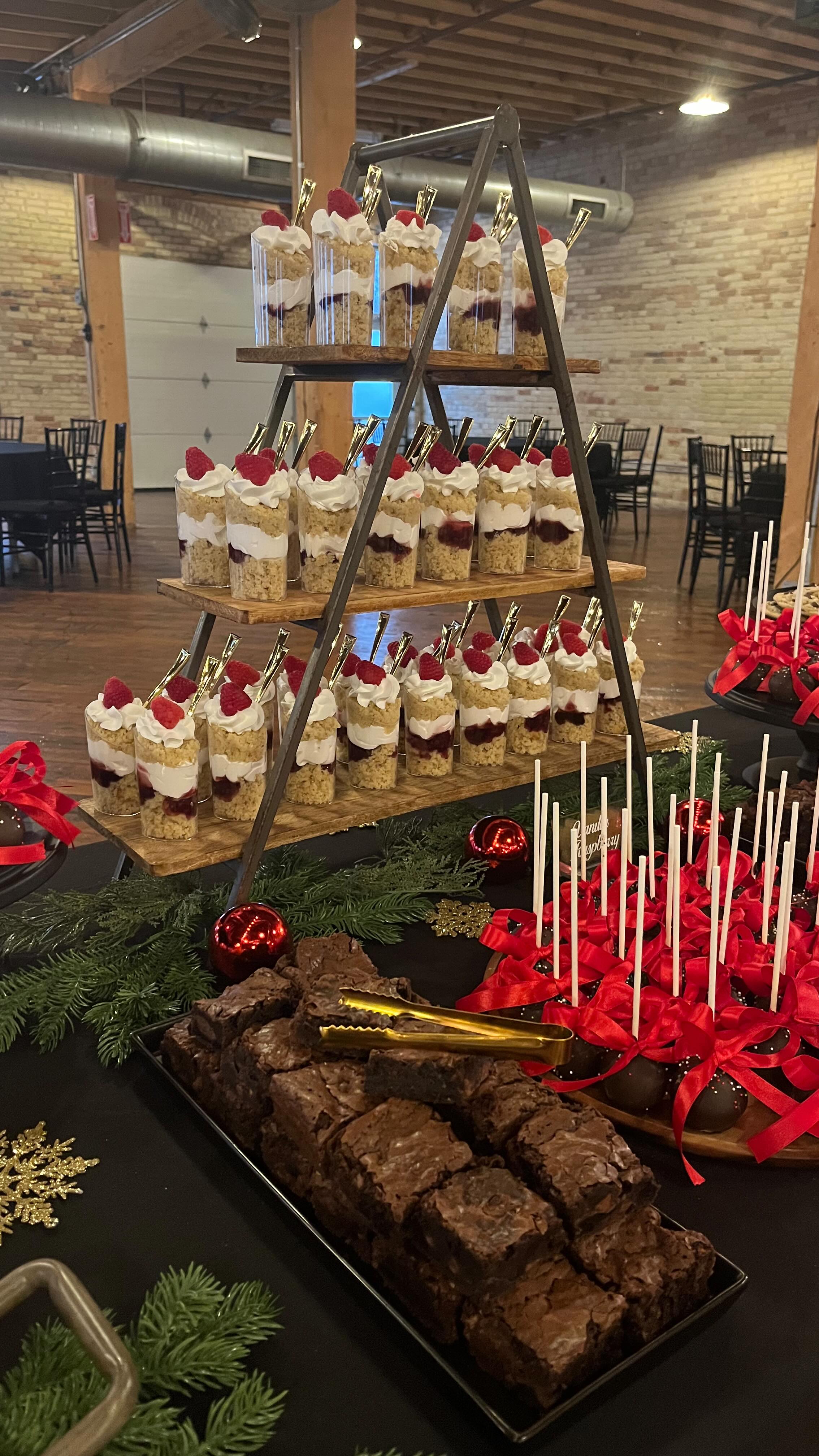 ✨Holiday dessert tables, elevated ✨
Had the pleasure of creating this full dessert table for Plante Moran’s holiday party at The Goei Center.
From cake pops tied with red bows to layered dessert cups, brownies, cookies, and rice krispie treats, every piece gave off a festive, cozy holiday vibe.
Happy Holidays!!
#CheatDaySweets #GrandRapidsEvents #GoeiCenter #HolidayDessertTable #CorporateEvents