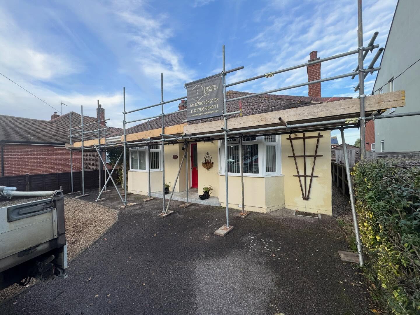 ⭐️Front of this property erected recently to allow our clients to carry out roof repairs to this property in Colchester⭐️