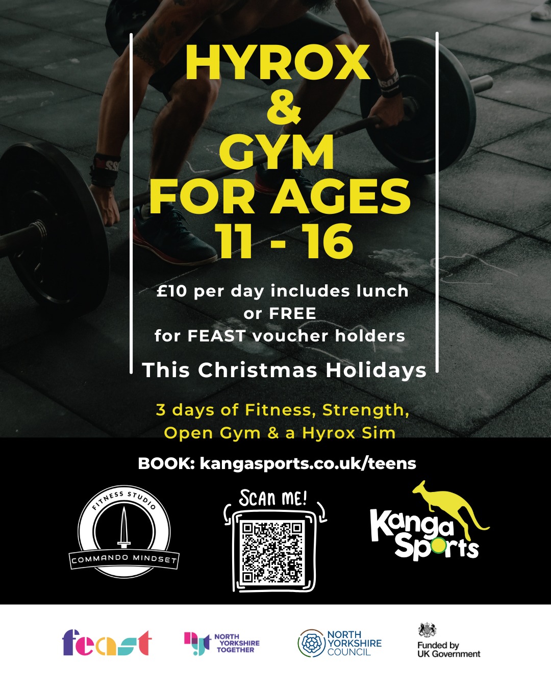 Aged 11 - 16? Interested in fitness and strength training? Join Kanga Sports and @commando_mindsetpt this Christmas for 3 days of Gym and Hyrox training. Lunch is included. Book https://zurl.co/Z46u6 Plus fully funded places available for those eligible for free school meals with a FEAST voucher.
Next week's Block 1 is almost booked up but plenty of spaces left in Block 2: Monday 29th, Tuesday 30th December and a Hyrox Sim for everyone on Friday 2nd January.