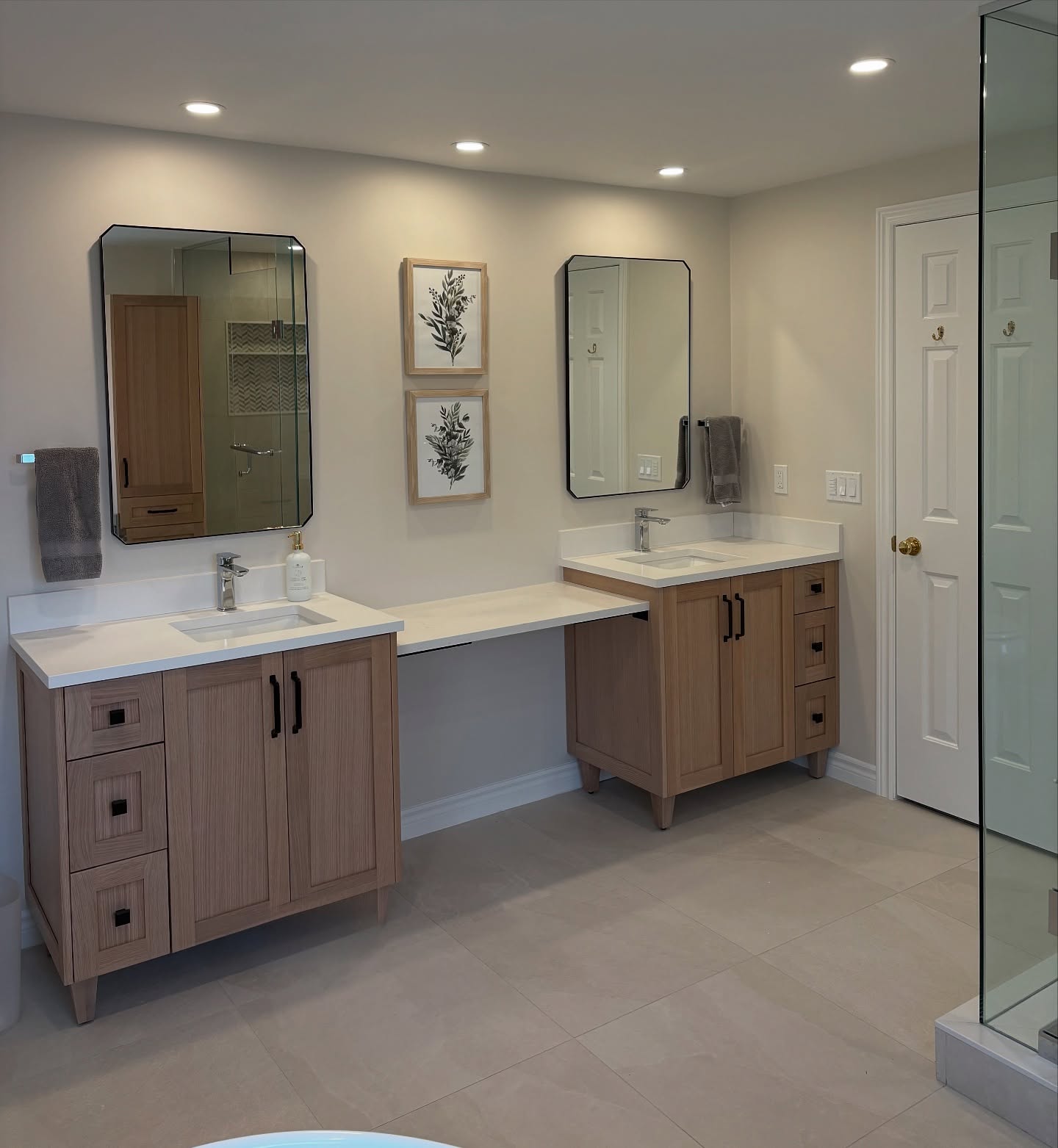 Stonecutter Drive - Primary Bathroom
This serene space blends warmth & elegance with Hanstone Whistler Gold countertop on the custom vanity, paired beautifully with Benjamin Moore “Etiquette” walls for a soft timeless finish. The design is completed with a stand-alone glass shower & a luxurious soaker tub, creating the perfect balance of function & relaxation.
A calm, spa-inspired retreat designed for everyday comfort & lasting style.
Contact us today for all your home renovation, interior design services & cabinet hardware needs.
@showerlagoon @emco.oakville @custometilestoneinc @blackcreektileinc @teodorvanities @oakvillepaint @stone_pro_countertops @hanstoneca @gervaiselectric @houseofrohlcanada
#primarybathroom #ensuitebathroom #homerenovation #homerenovations #bathroom #bathroomrenovation #glassshower #standalonetub #custombathroom