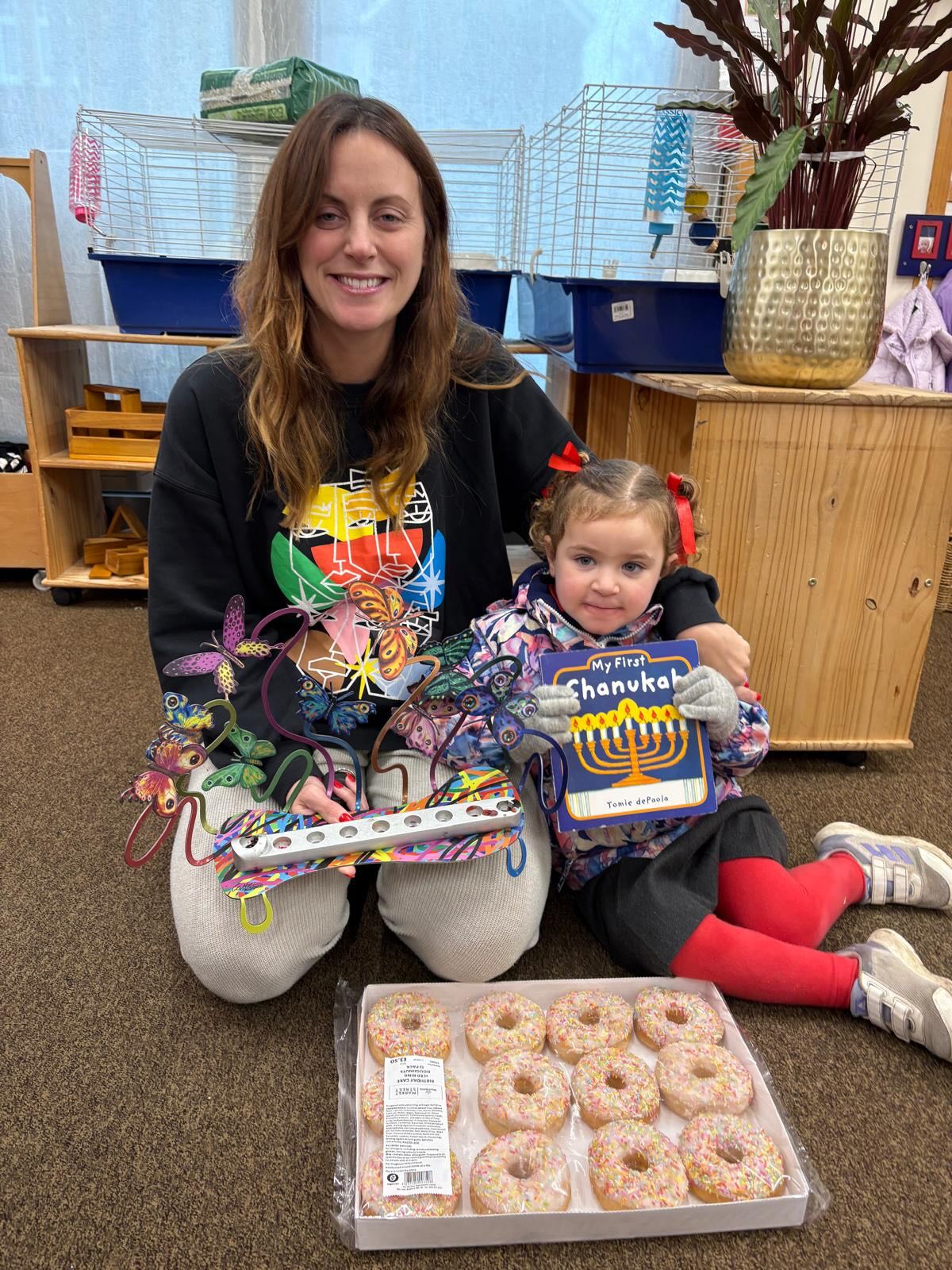 We loved celebrating Hanukkah with our preschooler Coco and her mum Rubie!
Thank you for sharing delicious doughnuts, wonderful books and Coco’s own beautiful butterfly menorah with us…such a special way to learn about and celebrate this festival together.
To everyone in our preschool community celebrating Hanukkah, we wish you light, love and happiness ✨