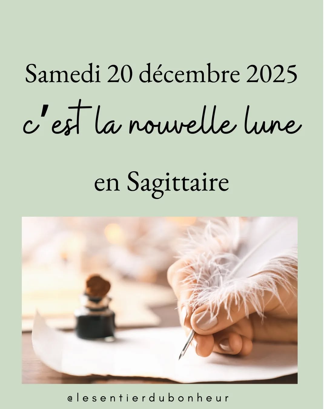 La dernière nouvelle lune de l’année et d’un cycle de 9 ans est une invitation à ralentir, à honorer ton chemin et à poser des intentions conscientes pour la nouvelle année et les 9 prochaines années.
Prends un moment pour toi et reconnecte-toi à ton cœur ✨
Et si envie d'un coup de pouce supplémentaire...
Il y a mon soin Nouvelle Lune à 25.-
y compris un rituel et une méditation
Ou un pas plus loin encore le soin de rééquilibrage des chakras avec aussi le rituel et la méditation.
Je vous souhaite une belle nouvelle lune en sagittaire.
Avec amour
Mireille
#nouvellelune #nouvellelunedecembre #sagittaire #energiecollective #soinenergetique #chakras #plexussolaire #troisiemeoeil #intention #vision #developpementpersonnel #spiritualite #fincycle #nouveaudepart