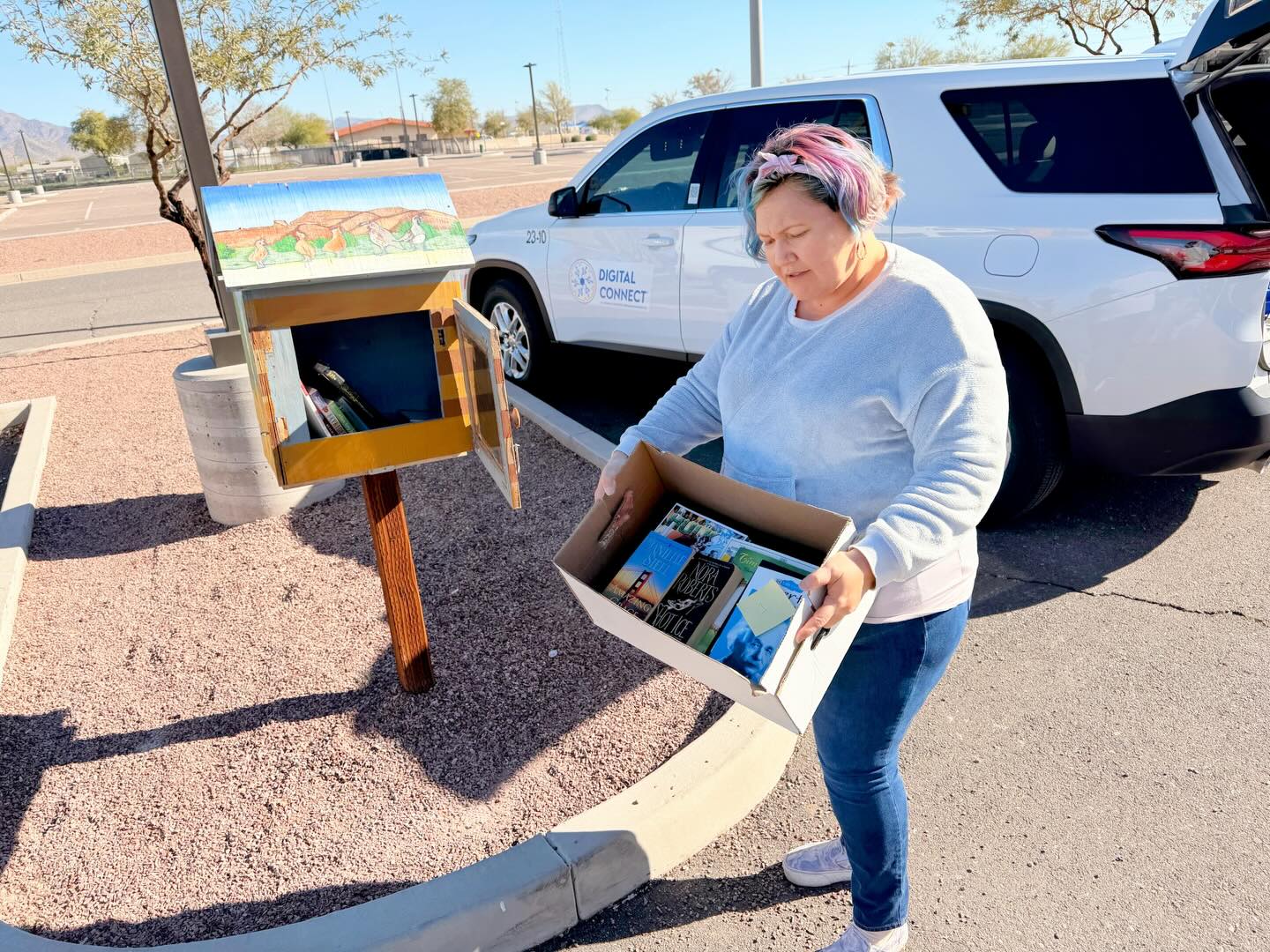 📚✨ GRTI’s Digital Connect Initiative is all about boosting reading literacy AND digital literacy! This week, we’re filling up the Little Free Libraries across every district in the Community.
✅ Find your nearest Little Free Library and grab a book today!
A huge THANK YOU to all the amazing GRTI employees who donated books during our internal book drive 🙌, and to the Tribal Education Department for your incredible support in providing books and managing these libraries.
💡 Happy Reading! Let’s keep the pages turning and minds growing!
#DigitalConnect #LittleFreeLibrary #ReadMore #HappyReading #GRTI #BookLovers #DigitalLiteracy #ReadingMatters