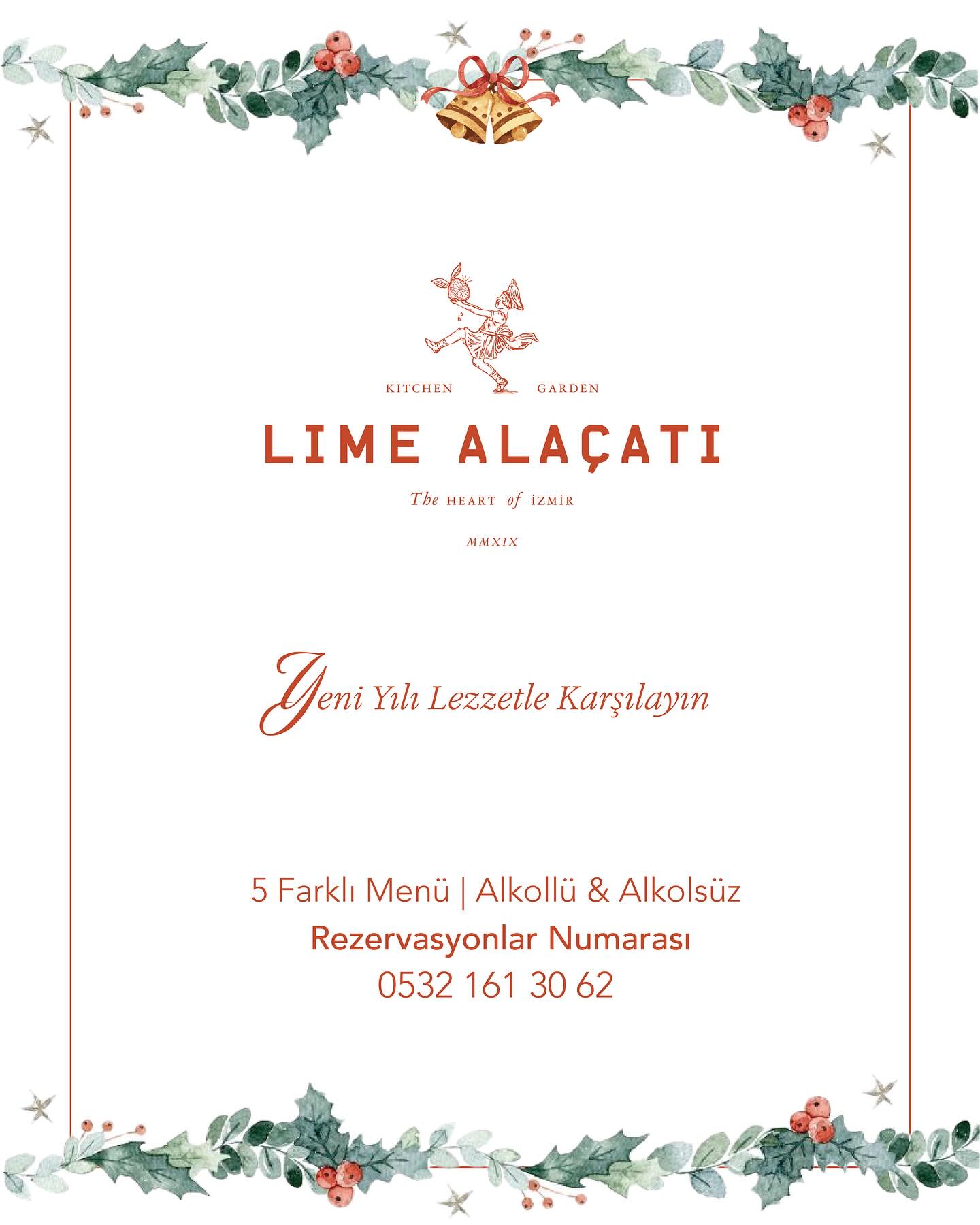 Yeni yılı Lime Alaçatı’da karşılayın ✨
Alkollü & alkolsüz 5 farklı yılbaşı menüsü ile unutulmaz bir gece sizi bekliyor. 🎄💫
Rezervasyon : 0532 161 30 62