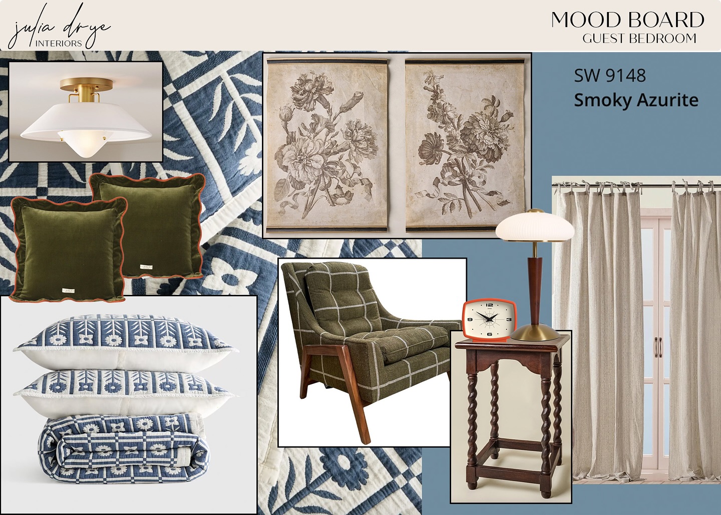 Guest Bedroom Moodboard! This room is starting to come together, just in time for the holidays. It’s so fun seeing a blank space become a really cozy room. My daughter is claiming it as her private play space and I think that’s perfect too 😊
I’ll share the current view of the room next!
#guestbedroom #guestroom #homedecorlovers #bedroomdesignideas #interiormoodboard #interiordesignersofinstagram #interiordecorators