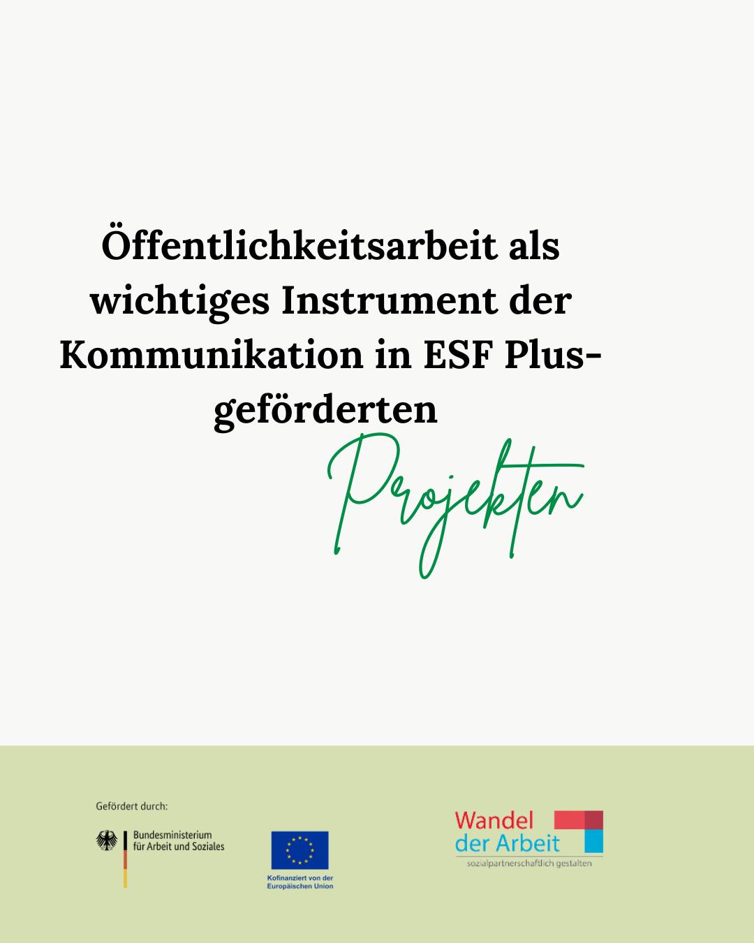 Öffentlichkeitsarbeit als wichtiges Instrument der Kommunikation in ESF Plus-geförderten Projekten 🔽
Am 12. Dezember 2025 nahm unser Team am Informations-Workshop „Toolbox Öffentlichkeitsarbeit – Hilfestellung für ESF-Projekte zur Einhaltung der Publizitätsvorgaben“ der Regiestelle Wandel der Arbeit teil.
Im Rahmen der Veranstaltung wurden die wichtigsten Medien und Formate zur Kommunikation von ESF-Plus-Projekten vorgestellt – darunter Social Media Marketing, Broschüren und Pressemitteilungen. Ebenfalls präsent wurden die relevanten Förderlogos sowie praktische Hinweise zu ihrer korrekten Verwendung.
Wir freuen uns darauf, das erworbene Wissen unmittelbar in unseren aktuellen Projekten sowie insbesondere in unserem neuesten Projekt „F.I.T. Fusion-Integration-Transformation Gemeinsam stark: Mensch-Krankenhaus-Zukunft“ förderkonform anzuwenden.
Gefördert wird das Projekt durch das Bundesministerium für Arbeit und Soziales sowie die Europäische Union über den Europäischen Sozialfonds Plus (ESF Plus) im Programm:
„Wandel der Arbeit sozialpartnerschaftlich gestalten: weiterbilden und Gleichstellung fördern“.
#berlin #pflege #krankenhaus #pflegeberufe #weiterbildung #businessacademymarburg
#europaeischer_sozialfonds #europaeischersozialfonds #esf #europaeischersozialfondsplus #esfplus
#europeansocialfund #europeanunion #eukommission #eusocial #arbeit #soziales #bmas #EUfunds #eusocial