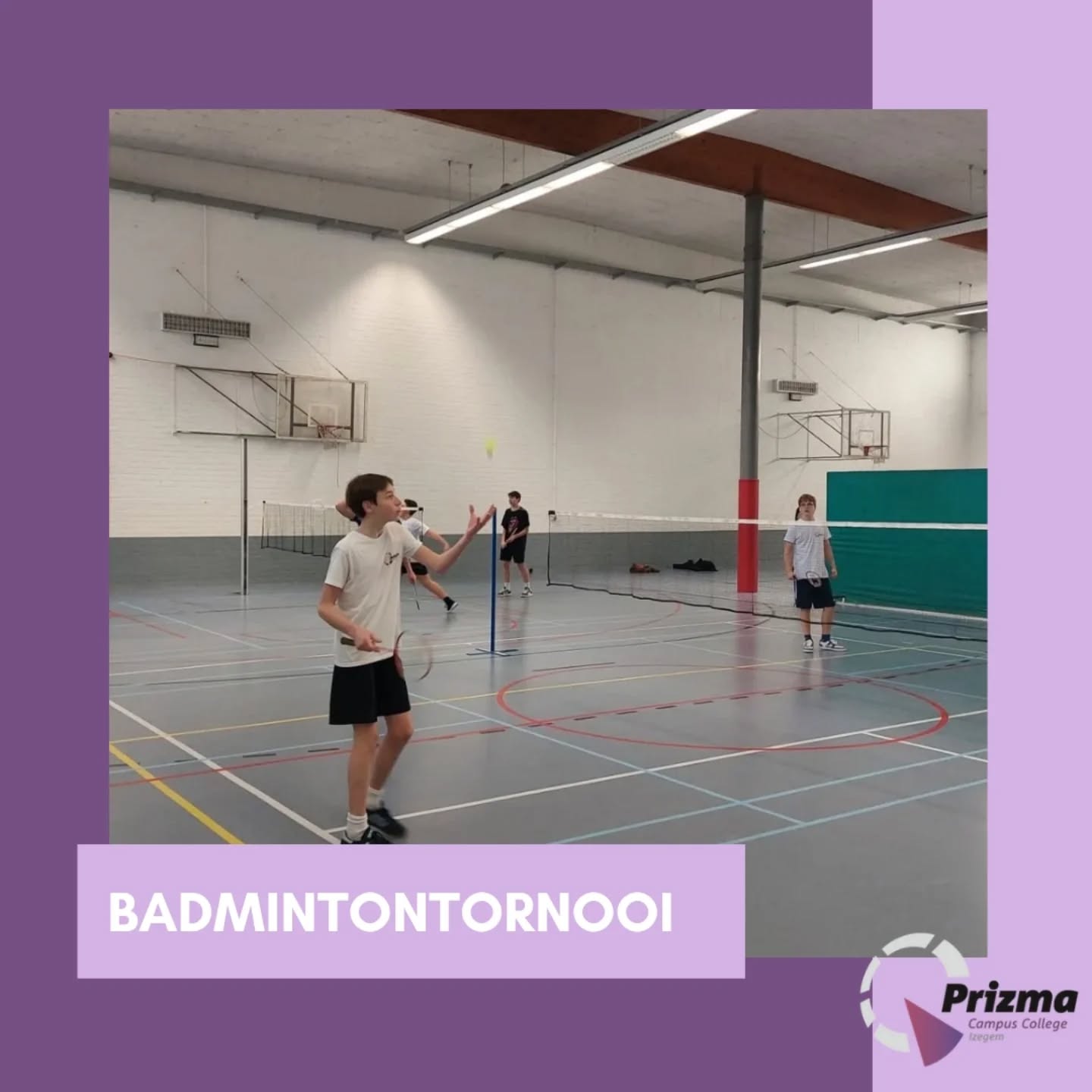 Een 35- tal enthousiaste leerlingen namen deze namiddag deel aan de klassencompetitie badminton. In de tweede graad won klas 4.6, in de derde graad haalde het topteam van 6.1 met Charles, Victor en Charlotte het maximum van de punten. Proficiat aan alle deelnemers.
#hiergroiettalent #PrizmaCampusCollege