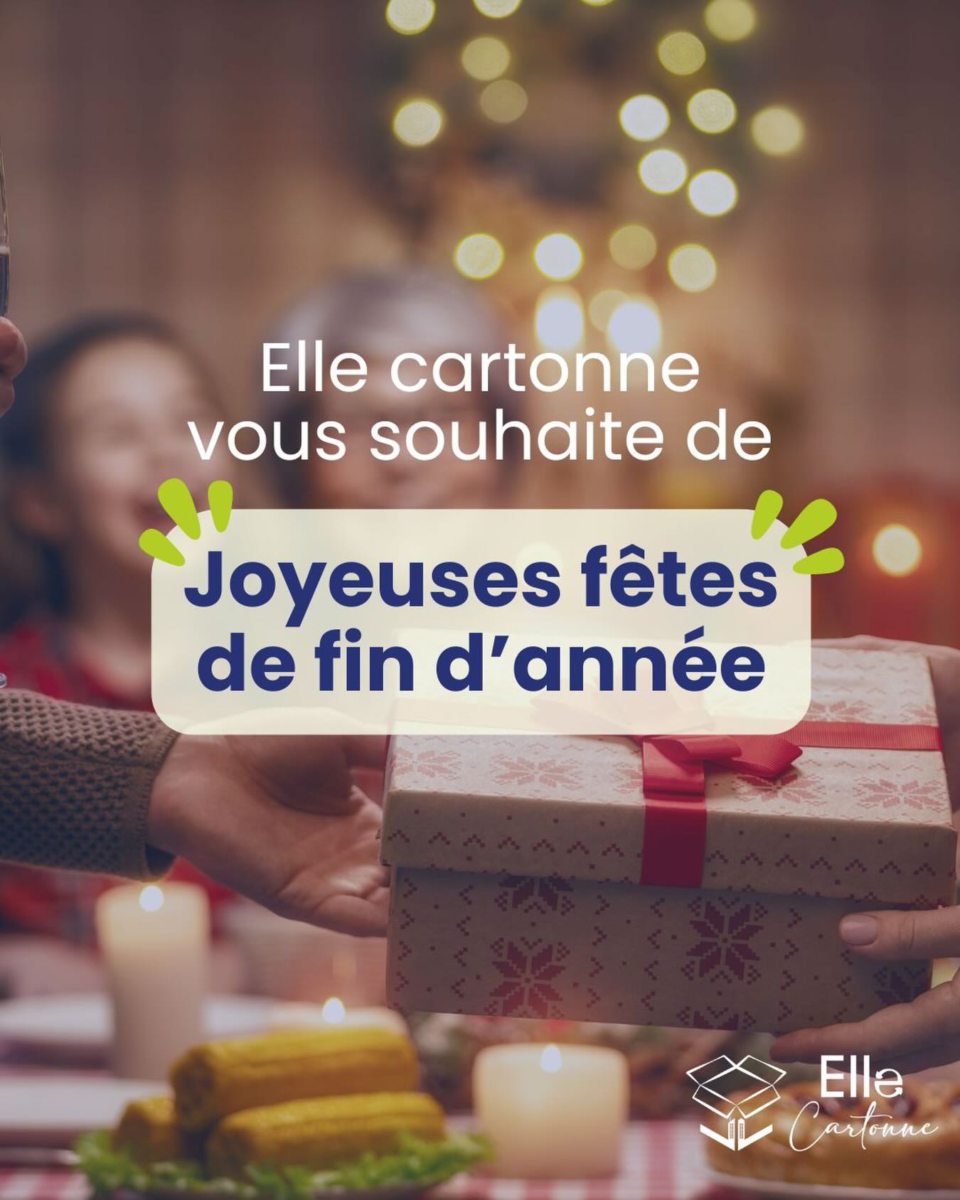 Toute l’équipe d’Elle Cartonne vous souhaite de très belles fêtes de fin d’année 🥳
Merci à toutes celles et ceux qui nous soutiennent, s’engagent à nos côtés et contribuent, jour après jour, à faire vivre notre projet.
Grâce à vous, nous poursuivons notre mission :
➡️ favoriser le réemploi des cartons,
➡️ accompagner des femmes vers l’emploi et l’autonomie,
➡️ agir pour une économie plus solidaire et responsable.
Ces fêtes sont l’occasion de célébrer l’engagement collectif qui nous rassemble🤝