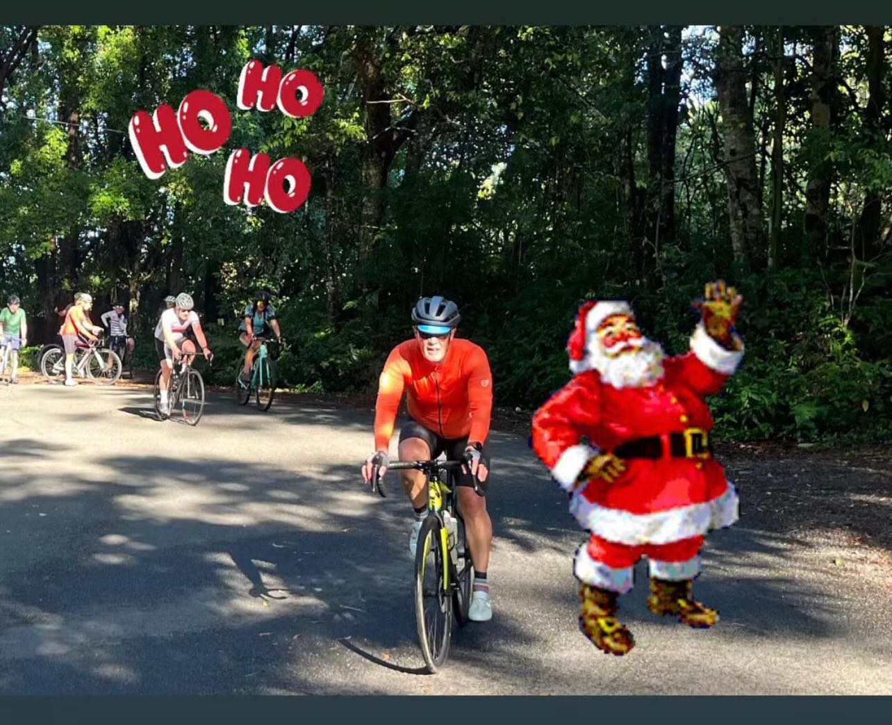 This was such a jolly and festive photo we had to run it again ! SATURDAY SOCIAL RIDE this week is a super sweet loop into the hinterland . Byron cycling at its best ! 6.30 am from the Bay Grocer in down town Byron Bay . 2 groups . 2 speeds .