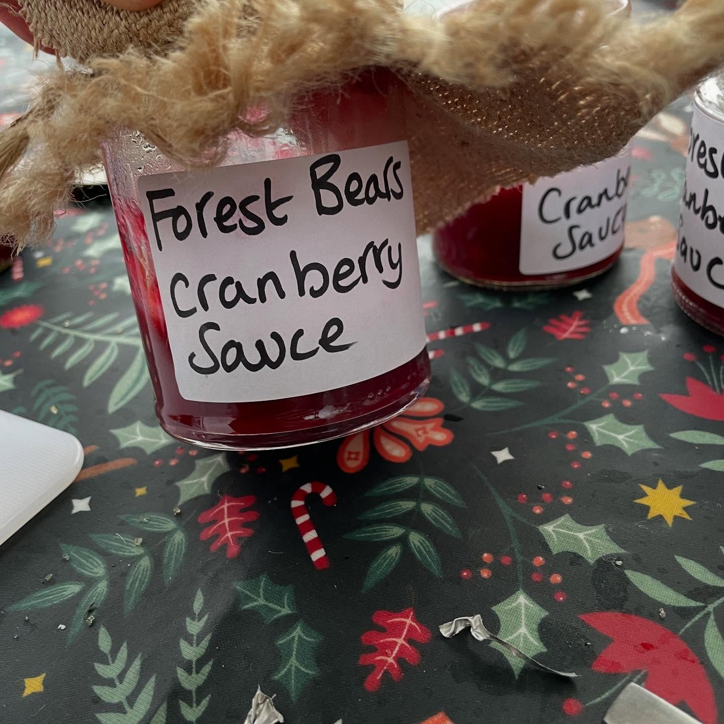 Our Forest bears were busy crafting their own cranberry sauce for their families to use over the holidays! They loved the smells as it was boiling upon the open fire. 🔥 feels like Christmas time as they tied up their jar lids to look like shepherds! #eyfs #stevenage #cranberrysauce #christmas #outdoorlearningisfun #forestschool