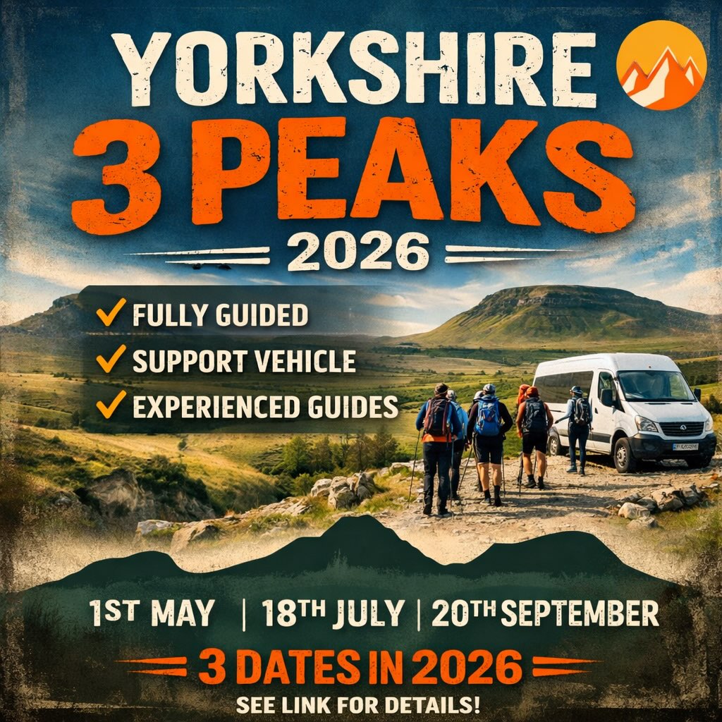 Yorkshire 3 Peaks • 2026 ⛰️⛰️⛰️
Three iconic summits. One unforgettable challenge.
📅 **1st May | 18th July | 20th September**
✔️ Fully guided
✔️ Support vehicle
✔️ Experienced YTO guides
Whether it’s your first big challenge or your next one, we’ve got you covered every step of the way. 🧡
🔗 Book your place via the link
https://www.yorkietalkies.co.uk/yto-challenge-events
#Yorkshire3Peaks #YTO #ChallengeYourself