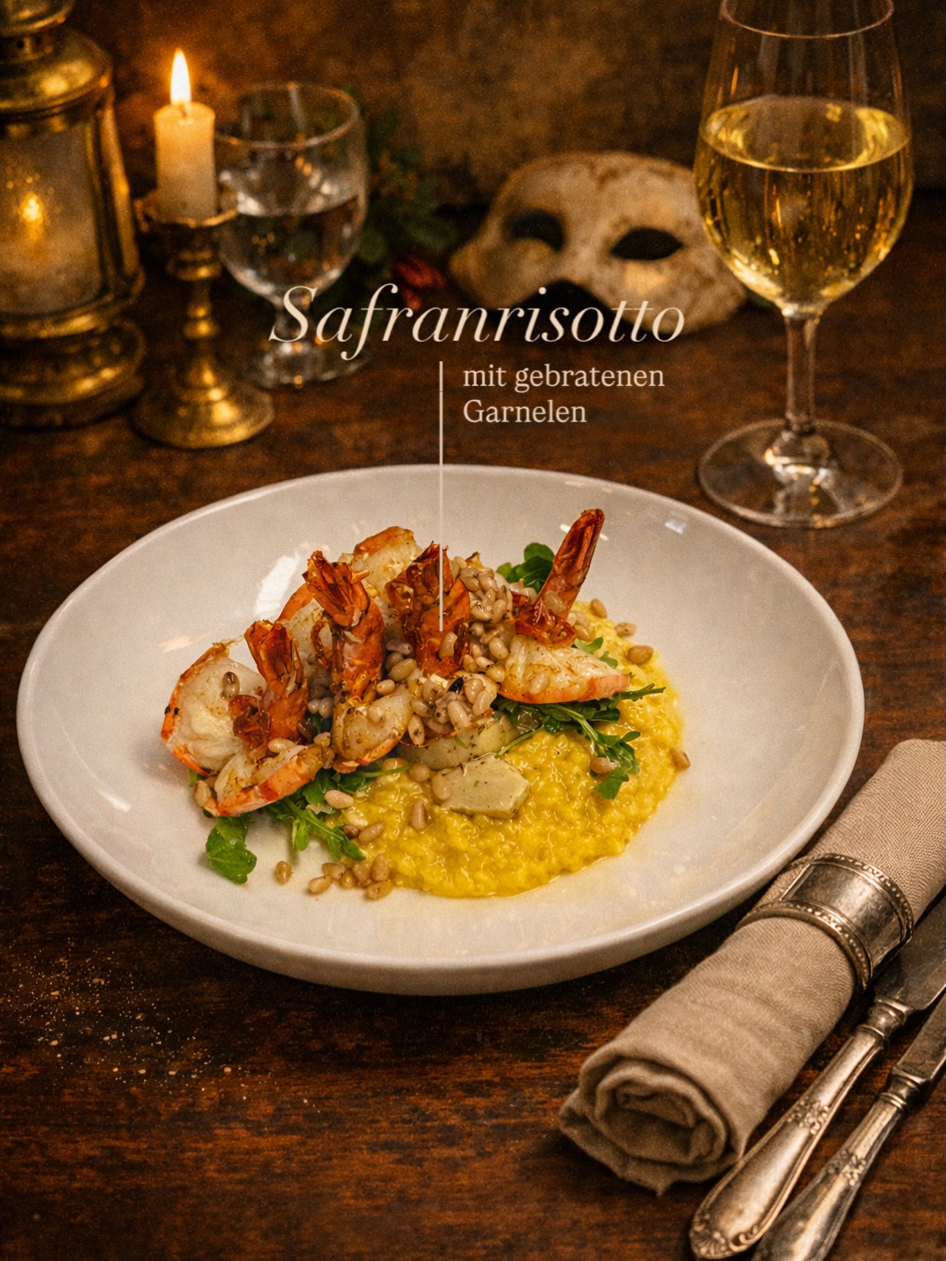 ✨Ein italienischer Weihnachtsgruß aus der Küche: Safranrisotto ✨
Cremig gerührt, mit Rucola, Artischokenherzen, Pinienkernen und knusprig angebratenen Garnelen.
Goldgelb, duftend, samtig – so schmecken Festtage auf italienisch. 🇮🇹
„Natale in tavola: il modo migliore di festeggiare.“ 🇮🇹Weihnachten am Tisch: die schönste Art zu feiern.
