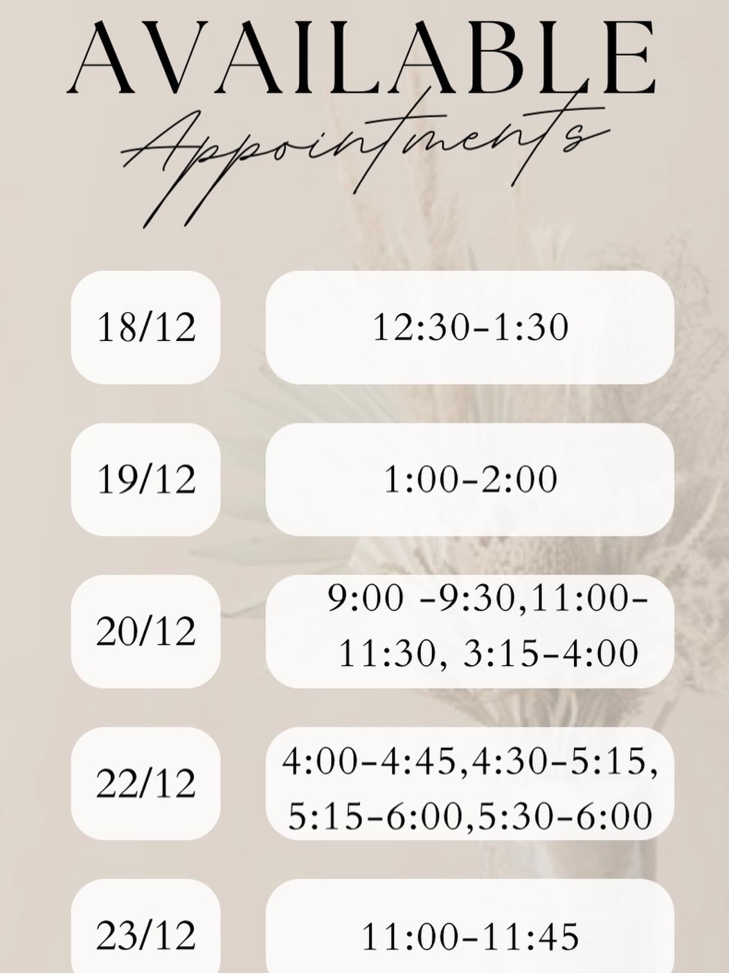 Last minute appointment due to cancellation call on 01189784100 or cistern our website https://www.edenloungesalon.co.uk