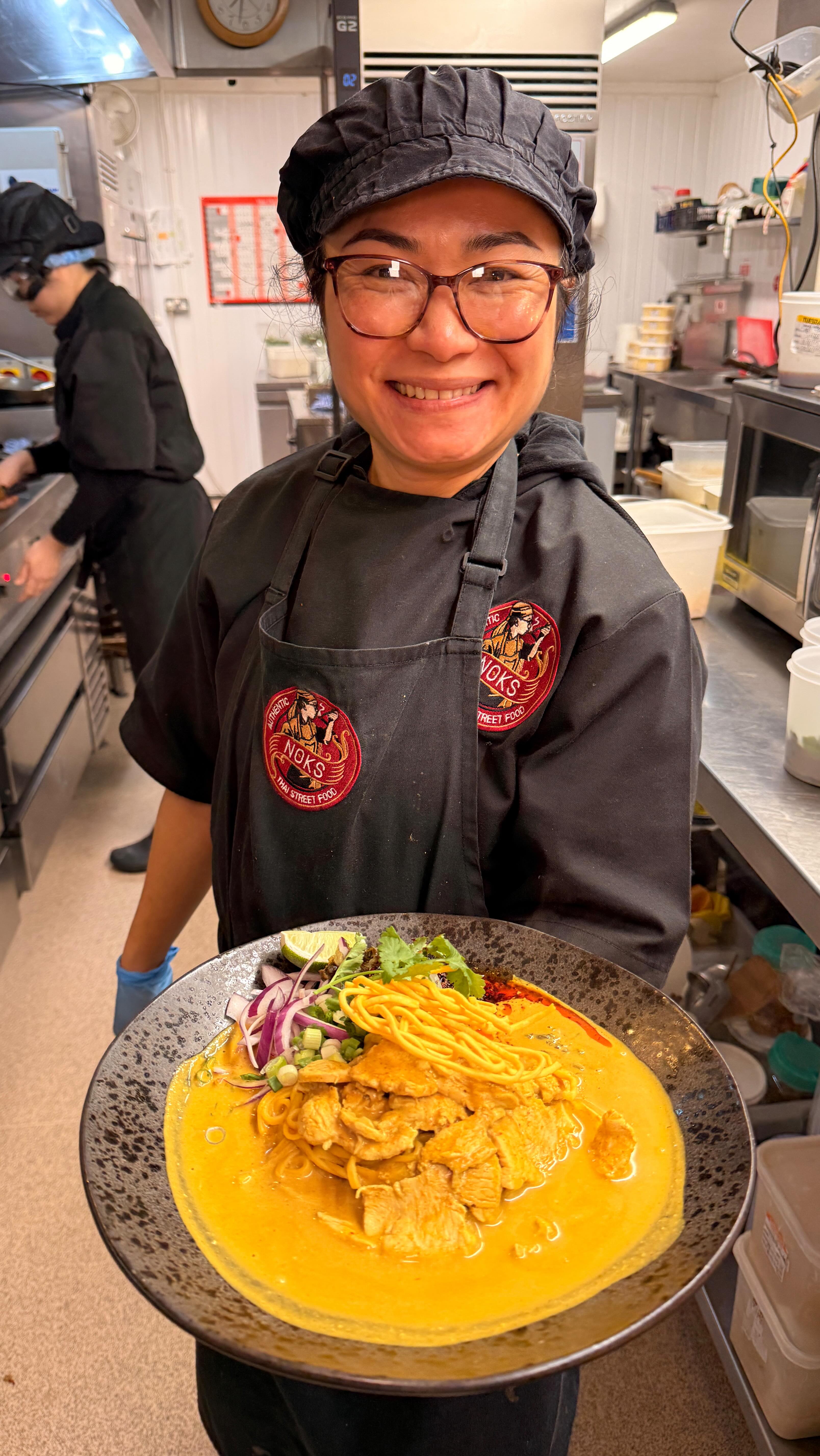This is Nok’s go-to dish, the one she’s proud of and loves to cook 🤍
Her signature Khao Soi is rich, creamy and comforting, straight from Northern Thailand where Nok is from 🇹🇭
Curry noodles topped with red onion, pickled mustard greens, spring onions, lime and chilli oil, all coming together in one bowl.
Real food, made properly, just the way Nok likes it 🍜
Try it for yourself, you’ll love it!
Link in bio to book a table 🫶
#bramhall #bramhallfood #noksthai #thaifoodstockport #stockportfood