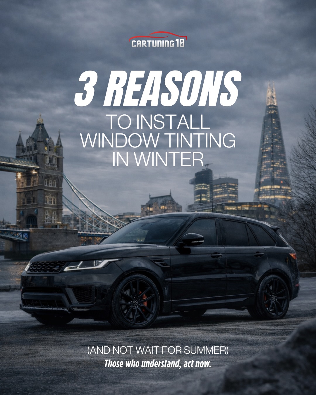Cold mornings. Fogged windows. An uncomfortable drive before the day even starts.
Window tinting isn’t just for summer - it’s about comfort, protection and safety all year round.
In winter, the right tint helps retain interior warmth, reduce condensation and protect your car from daily wear.
If you drive every day, you feel the difference.
At CarTuning18, we install premium window films with flawless finish and full UK compliance.
Send us a DM or book your installation today.