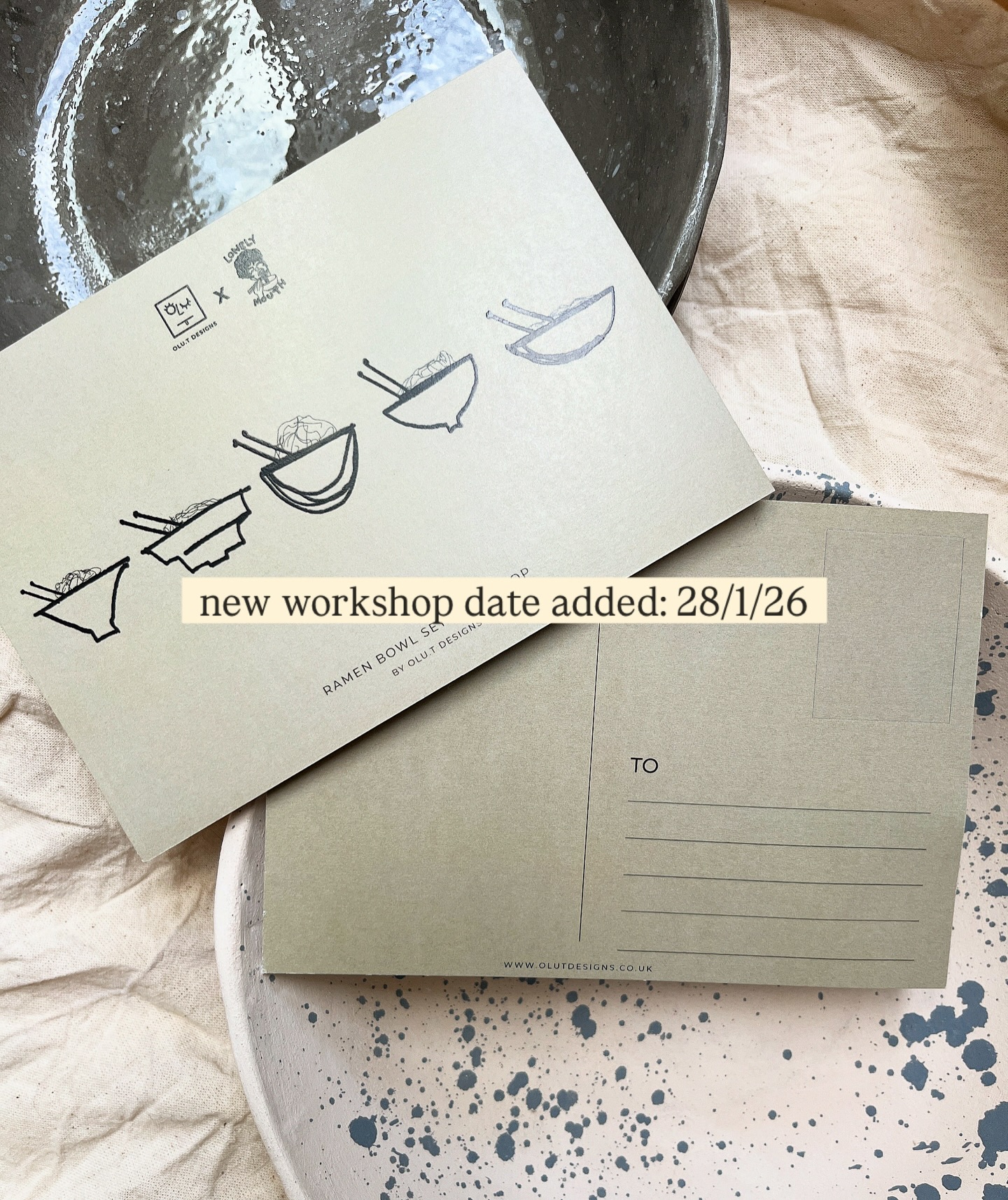 This workshop has been doing so well since its launch, so we thought we’d add another date so that more of you can join us 🍜
Details:
📅: Wednesday 28th January 2026
📍 Lonely Mouth
With Christmas around the corner, these are perfect for gifting digitally but also physically, in the form of our postcards. Postcards can be collected from @lonelymouthuk following your purchase, allowing you to post your card to the recipient before the last postage date (to be on the safe side, by 20/12/25!)
Book now via the link in my bio!
There’s been a whole lot of love for the Ramen Bowl pottery workshop - thank you everyone. Looking forward to having you 🙌🏿
#potteryworkshop #thingstodoinbristol #japanbar #japan #christmasgiftideas #ceramics #nightoutinbristol #christmas
