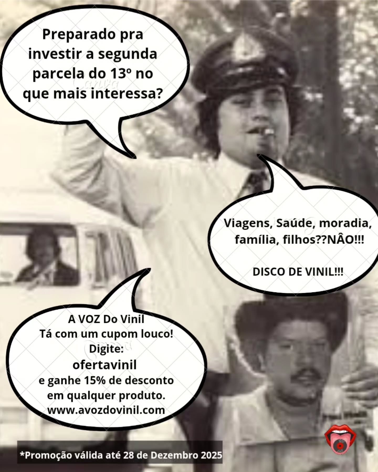 Esta é uma foto histórica!
Big Boy, um dos maiores divulgadores da música Soul Brasileira, parando o trânsito para anunciar o lançamento de Tim Maia em 1971!
#cupom #bigboy #avozdovinil #Natal #VinylCollector