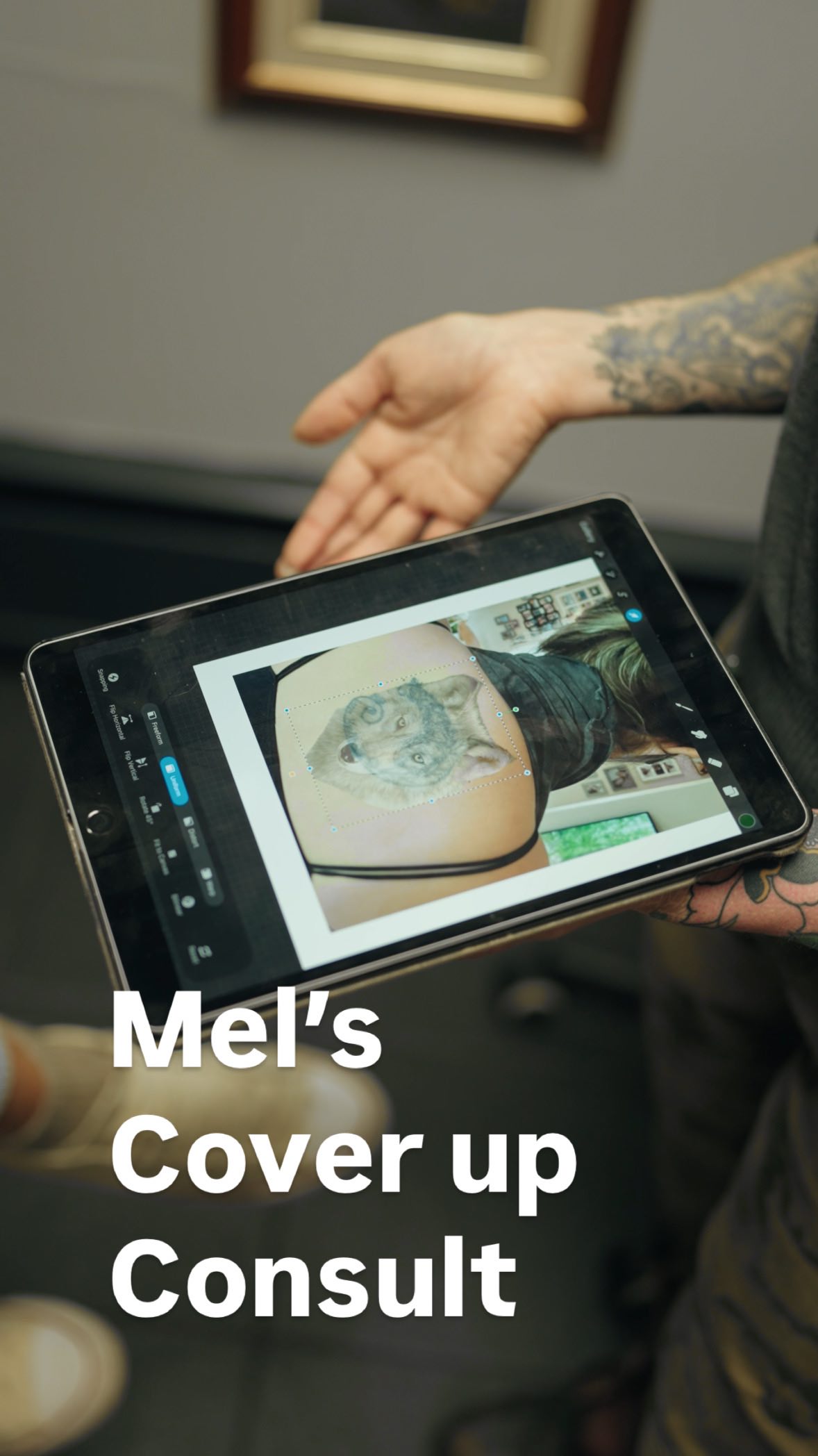 Mel’s memorial cover up tattoo, to honour her late father, is being done by the talented artist @gnometattoo here at @urgetattoos
After having two successful Laser treatments with Jen, Mel couldn’t wait to talk to Lindsay.