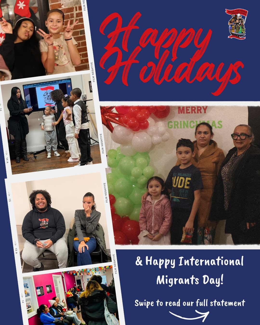 Last night, over 150 of our community members came together - not only to celebrate the holidays, but also to celebrate International Migrants Day. We shared food and stories, and ended the night making calls and texts to @governorshapiro, asking him to end statewide ICE collaboration. Swipe to read our full statement and visit @palovesimmigrants to learn more about how you can join the fight to end statewide ICE collaboration!