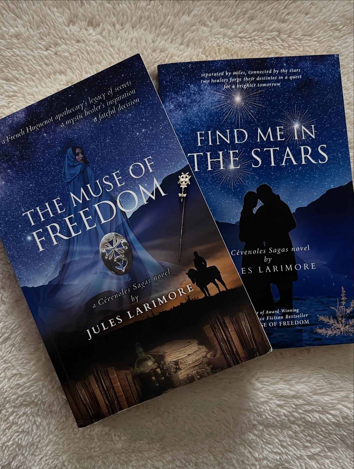 Day 16 of #historybookholidays ✨Pair a history book with an object that represents that book’s time period✨
You’ll have to look closely for this object- a small silver lapel pin with the Huguenot cross. This icon emerged as a sign of recognition among French Protestants (Huguenots) in the 16-17th centuries. At that time it would have been kept hidden, perhaps briefly shown to gain entrance to clandestine Protestant meetings. Protestantism in France was forbidden, and punishable by imprisonment and execution.
Set in late 17th-century southern France, The Muse of Freedom by @juleslarimore follows a young man named Jehan. Released from being raised in a Catholic Dominican priory (after being forcibly removed from his family at a young age because they were Protestant), he resumes care of his ancestral estate and what is left of his noble family. Intrigue abounds as there are secretive circles of Protestants and it seems no one can truly be trusted. The time and setting are fascinating. The author brings to life the terrain of the gorgeous, dramatic Cévennes Mountains and weaves in the history seamlessly.
I knew some of the history and persecution of Huguenots in France, but not in this area. I particularly loved how Jehan learns about his ancestors. If you descend from Huguenot lineage, this book has extra layers of interest.
Jehan receives apothecary healing training and meets an enchanting young holy woman named Amelia. There is a lot of yearning, but also a vow of celibacy that curtails typical romantic progression. This is book one in a trilogy. Book two, Find Me In the Stars, follows Jehan and Amelia as they are separated, each enduring their own struggles while they seek a peaceful future to unite their ill-fated love.