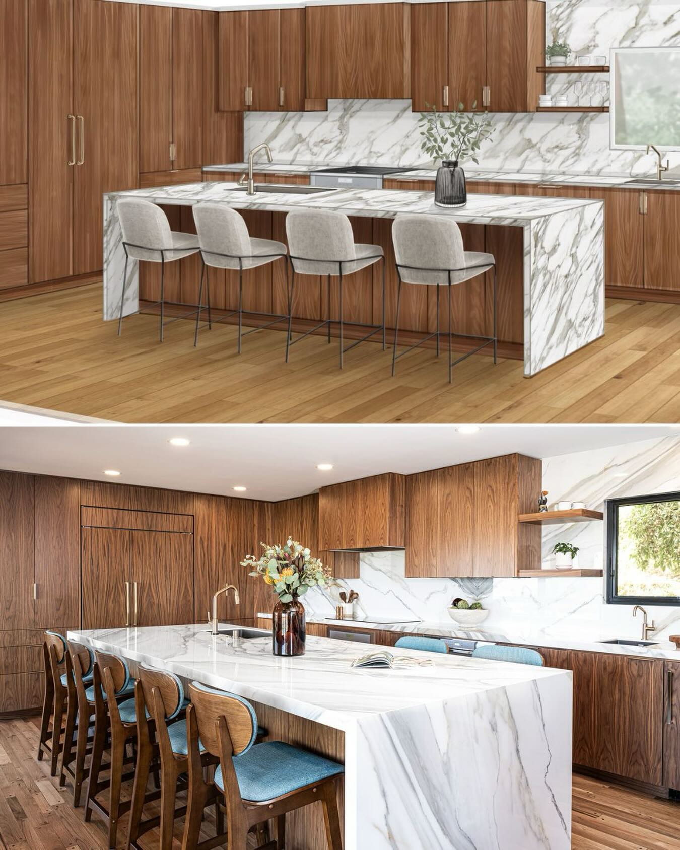 From rendering to reality! This is why we LOVE renderings they give a very good visual on how things will look and gives all of our clients confidence in the design. Something about seeing it all together makes everything better 🤍
