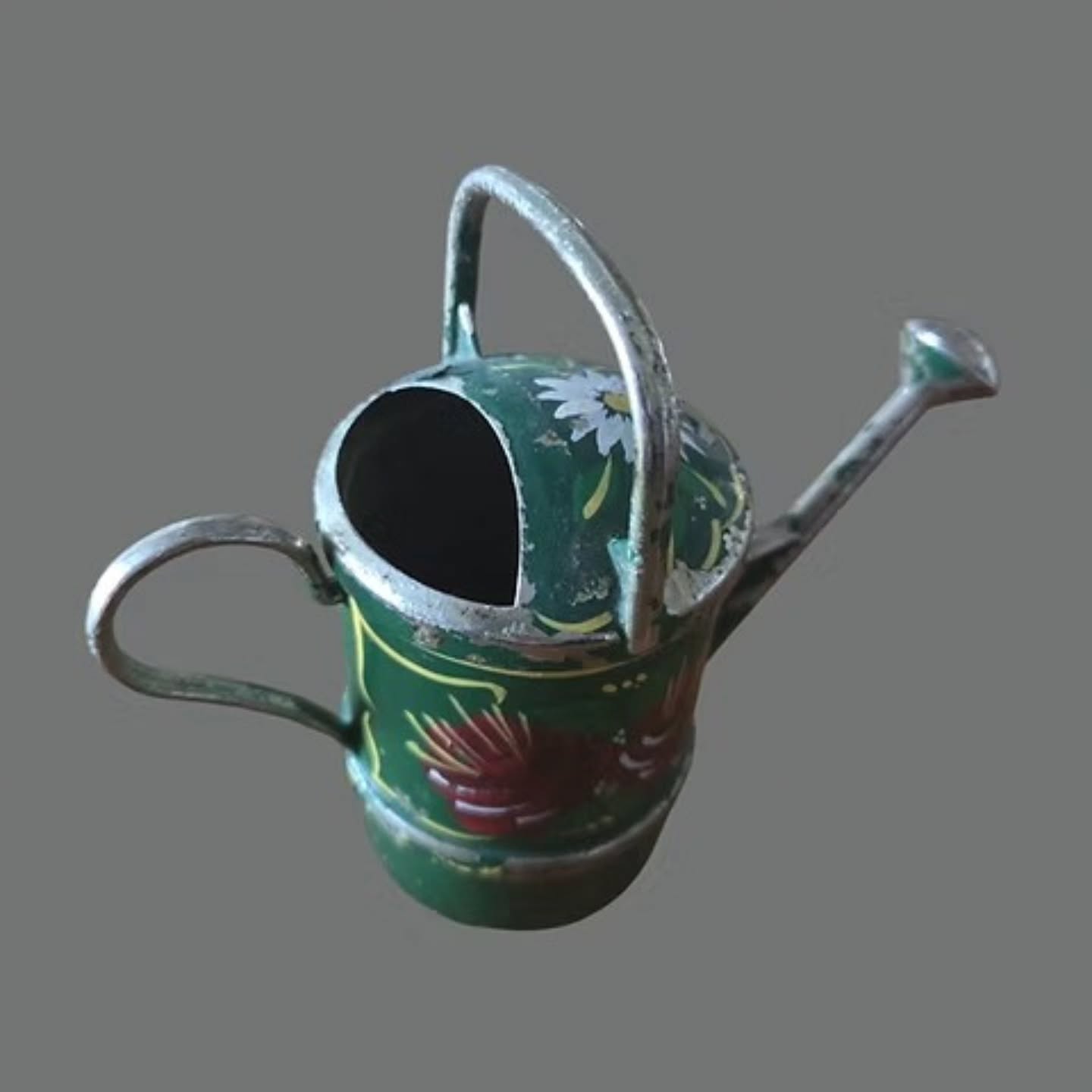 https://www.objetdart-stuff.co.uk/product-page/vintage-hand-painted-miniature-tin-watering-can-folk-art-floral-c-1920s-1940s #bargeware #stufftoyouandme #objetdart