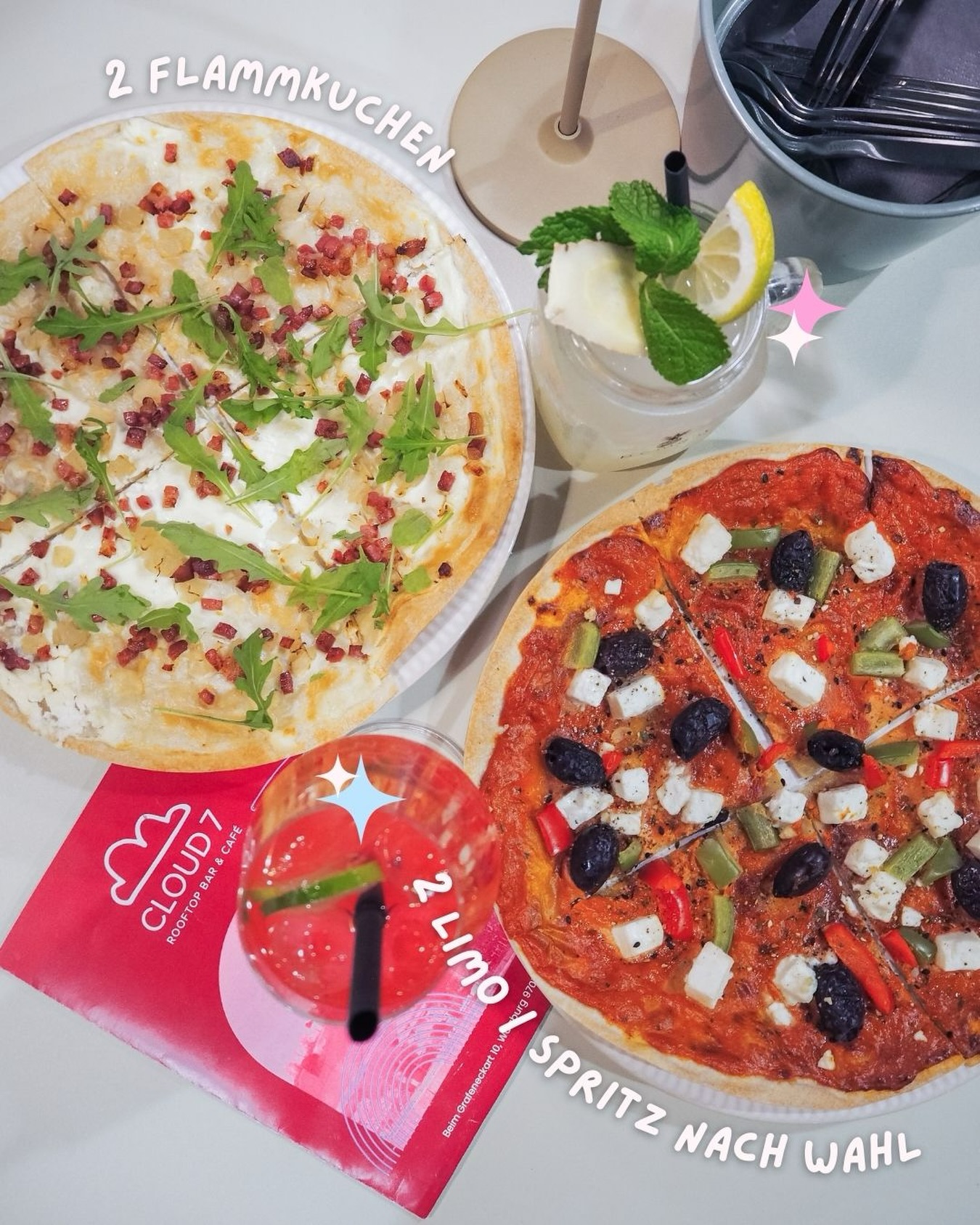 Advent, Advent… 🎄✨
Der 4. Advent bringt unser viertes & letztes Gewinnspiel! 🎁🤍
Heute verlosen wir:
🥂 2× Flammkuchen
➕ 2× Spritz ODER hausgemachte Limo nach Wahl 🍋✨
So seid ihr dabei:
❤️ Beitrag liken
☕ Eure Lieblingsperson markieren
✨ Uns folgen
⏰ Teilnahmeschluss: Sonntag, 28.12. um 23:59 Uhr
Viel Glück! 🤍✨
Der Rechtsweg ist ausgeschlossen. Keine Barauszahlung. Dieses Gewinnspiel steht in keiner Verbindung zu Instagram. Teilnahme ab 18 Jahren. Alle Details unter cloud7wue.de/datenschutz.