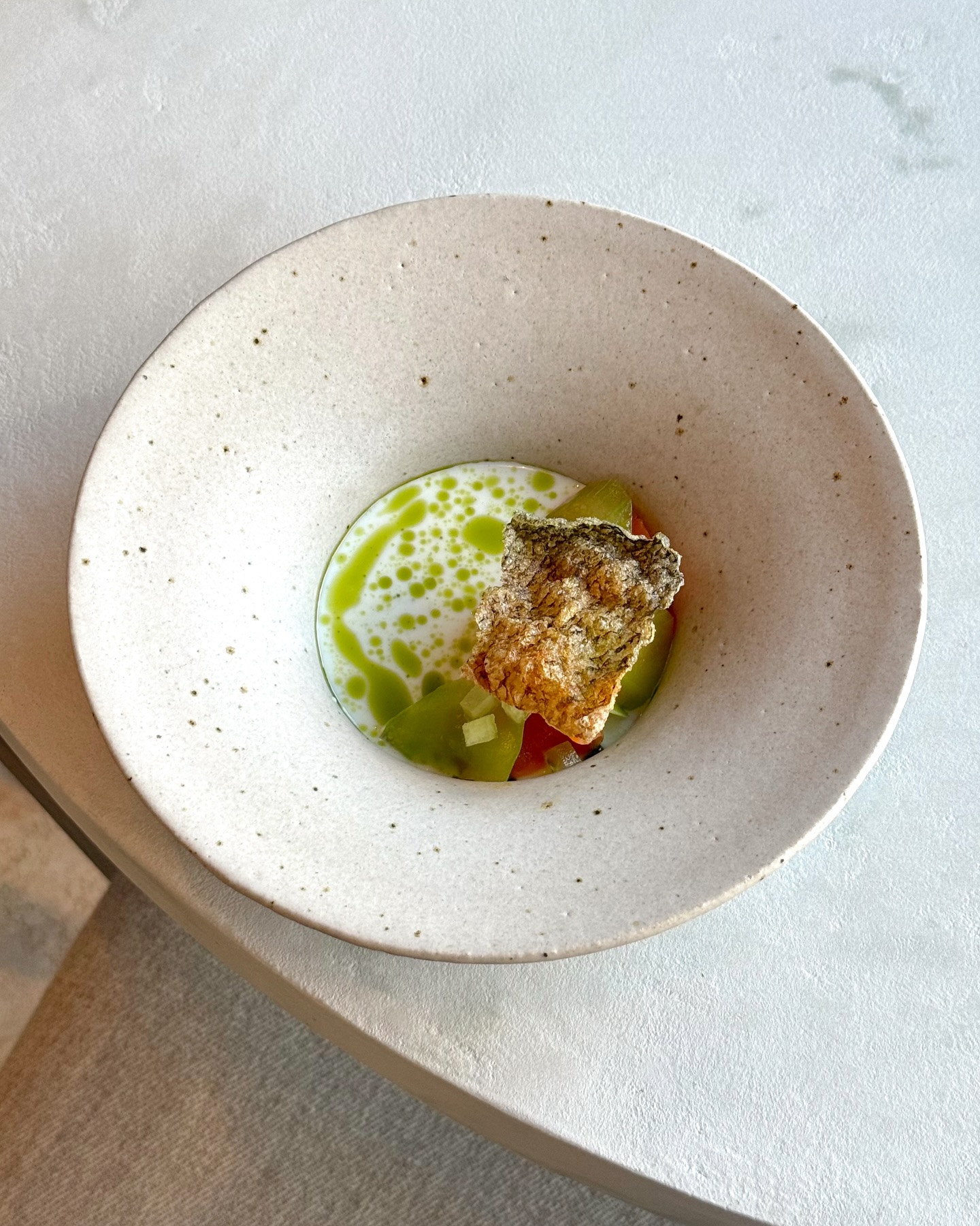 As part of our festive lunch menu, we have cured Hampshire chalk stream trout with green apple, dill and a buttermilk and horseradish vinegar sauce.