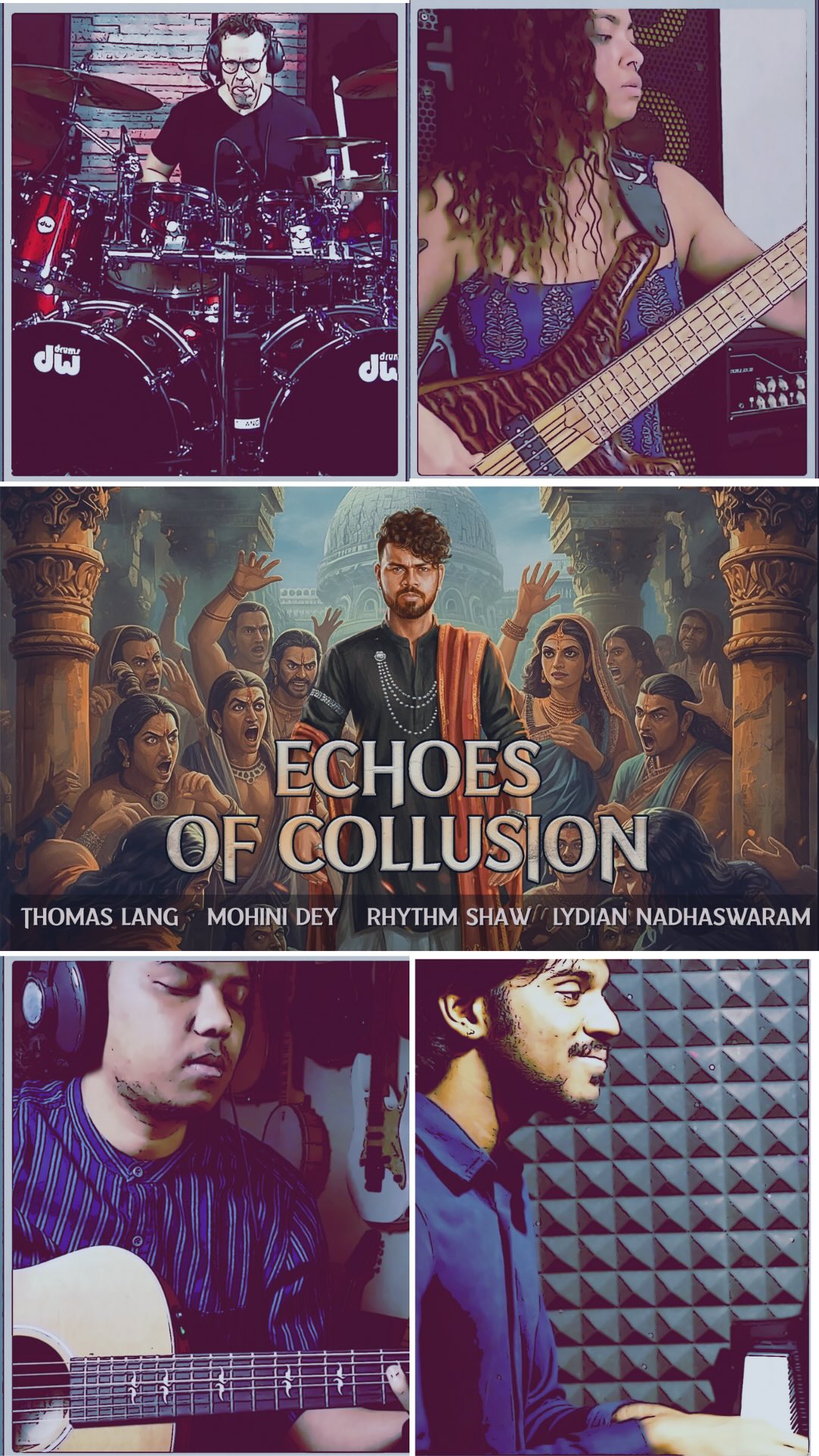Echoes of Collusion from my album K A L P A N A releasing this 19th December featuring some of my favorite artists .
@thomaslangdrum on the Drums
@dey_bass on the bass
@lydiannadhaswaramofficial on piano
and
@rhythm_shaw on acoustic guitar.
Can’t wait to share it with you all !
@universalmusicgroup
#new #musician #album #worldmusic #progressive #acoustic #collaboration #song #instrumental #artist #instamusic