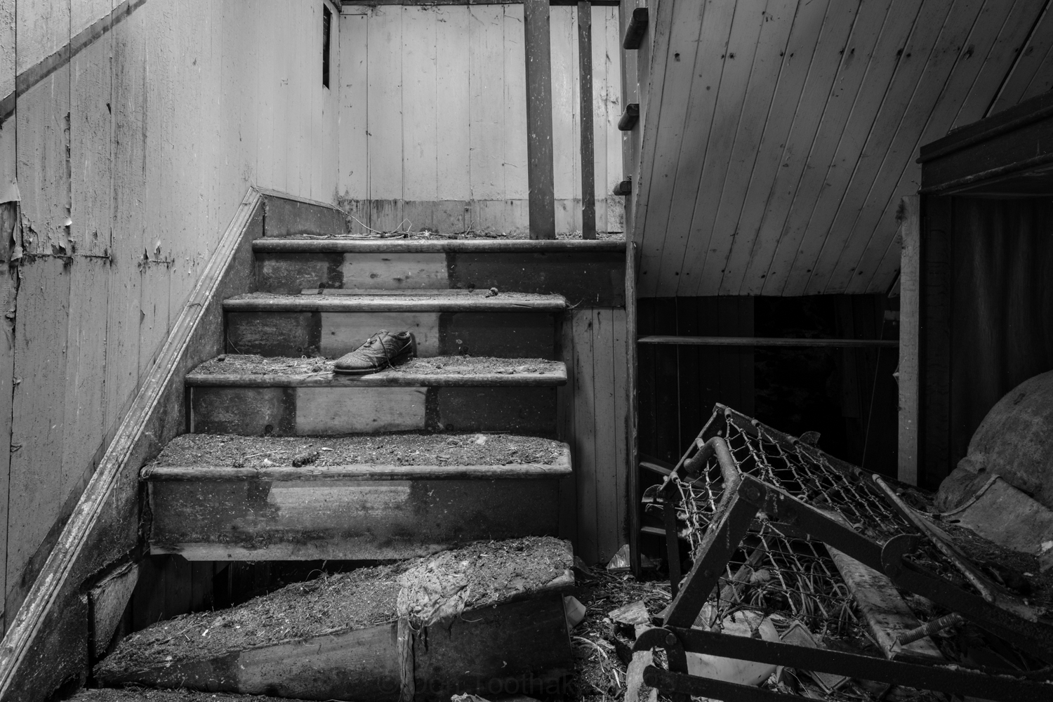 The purpose of the instructional photo walks and adventures I lead is to help people further their photographic skills. I love it. During these events, we discuss optimal camera settings, stronger compositions, and techniques in great detail. These conversations are essential. Attendees often have questions about editing, editing software, and photographic equipment as well. These conversations are essential, too. As in most things, communication is critical to success. All of us, including myself, are working toward finding the best versions of our creative selves and more. Firmly believing our art is driven by our emotions, I have already formulated a New Year's Resolution that I will stringently hold myself to during future creative classes. Buckle up, people, we are going to spend more time discussing our curiosity and imagination. We must. During our adventure to the Scottish Highlands, we stumbled upon an abandoned, dilapidated house, which always makes for an interesting subject. As we looked around the house, we found an interesting scene featuring a single shoe and some broken-down stairs. Technically, this was not a difficult scene to photograph. Given the low light, one needed a tripod and settings that created more depth of field. Given the mood of the scene, monochrome seemed an appropriate medium for the final image. However, my composition was driven by my curiosity and imagination more than anything else. Who once lived there? Why did they leave? Did they leave in such a hurry that they dropped one shoe and did not notice? The shoe on the stairs is the focal point, but the composition to highlight it and its surroundings was driven by my curiosity and imagination. Going into the new year, embrace your emotions more than your megapixels and hardware. The key to happiness in your photography is and will always be you.
Photograph What You Feel
Fuji XT5
Fuji 16-55mm f2.8II Lens
ISO: 160
APT: f8
EXP: 26 Seconds on a Gitzo Tripod with RRS BH55 Ballhead
.
#photographwhatyoufeel #bnwshot_world #bnw_photography #bnwzone #isleofskyescotland