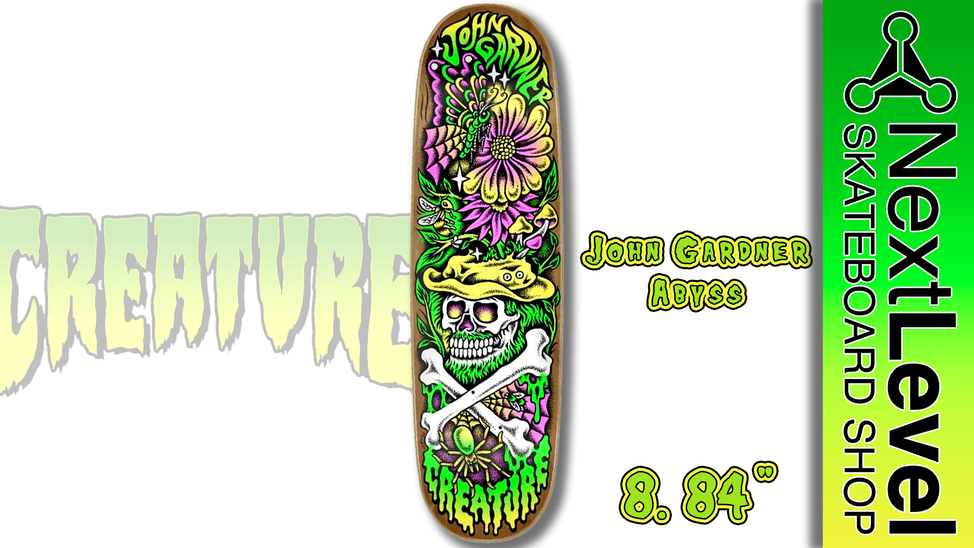 Creature Abyss Skateboard Deck Features:
Abyss Deck
• 8.84'' x 31.42''
• 14'' WB
• 7-Ply Canadian Maple
• Gardner Pro Model
@nextlevel_skateboards
@creaturefiends