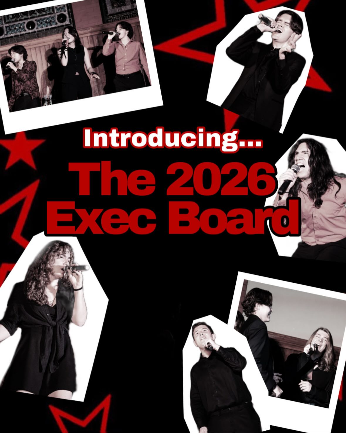 Drum roll please… (🥁🎸🥁🎸) Introducing… The 2026 executive board members!!✌️
President: Henry Brown
Vice President: Sophie Tirman
Music Director: Paco Herrera
Treasurer: Dante Ragusa
Social Chairs: Kay Lamonica, Porter Stands
Publicity Chair: Phoebe Park
Secretary: Josalin Wang
Thank you so much 2025 executive board for a wonderful year❤️🖤 Ready for another year of rockappella?🤘
