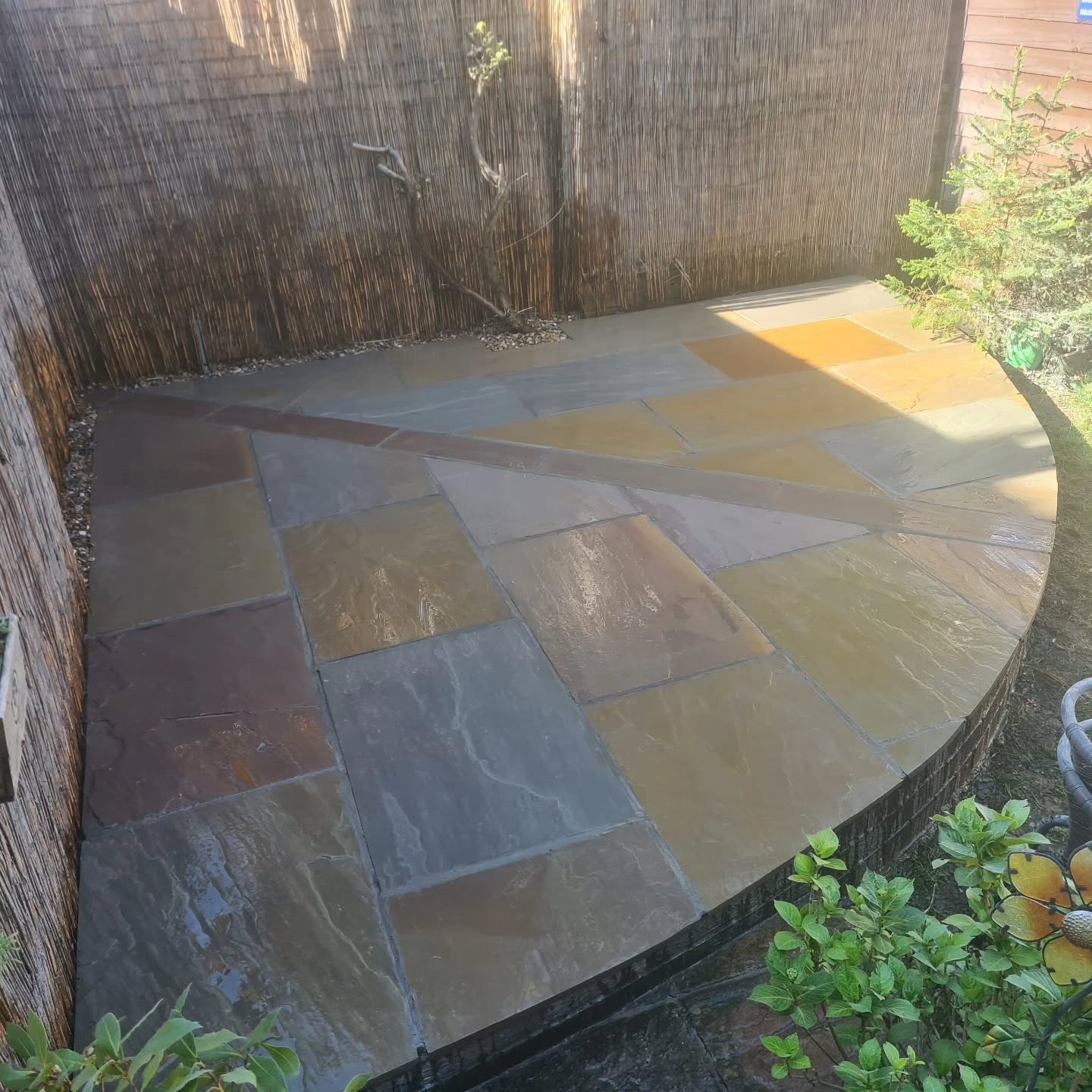 Lovely sandstone corner piece installed by the team. Contact us for no obligation quotes.
