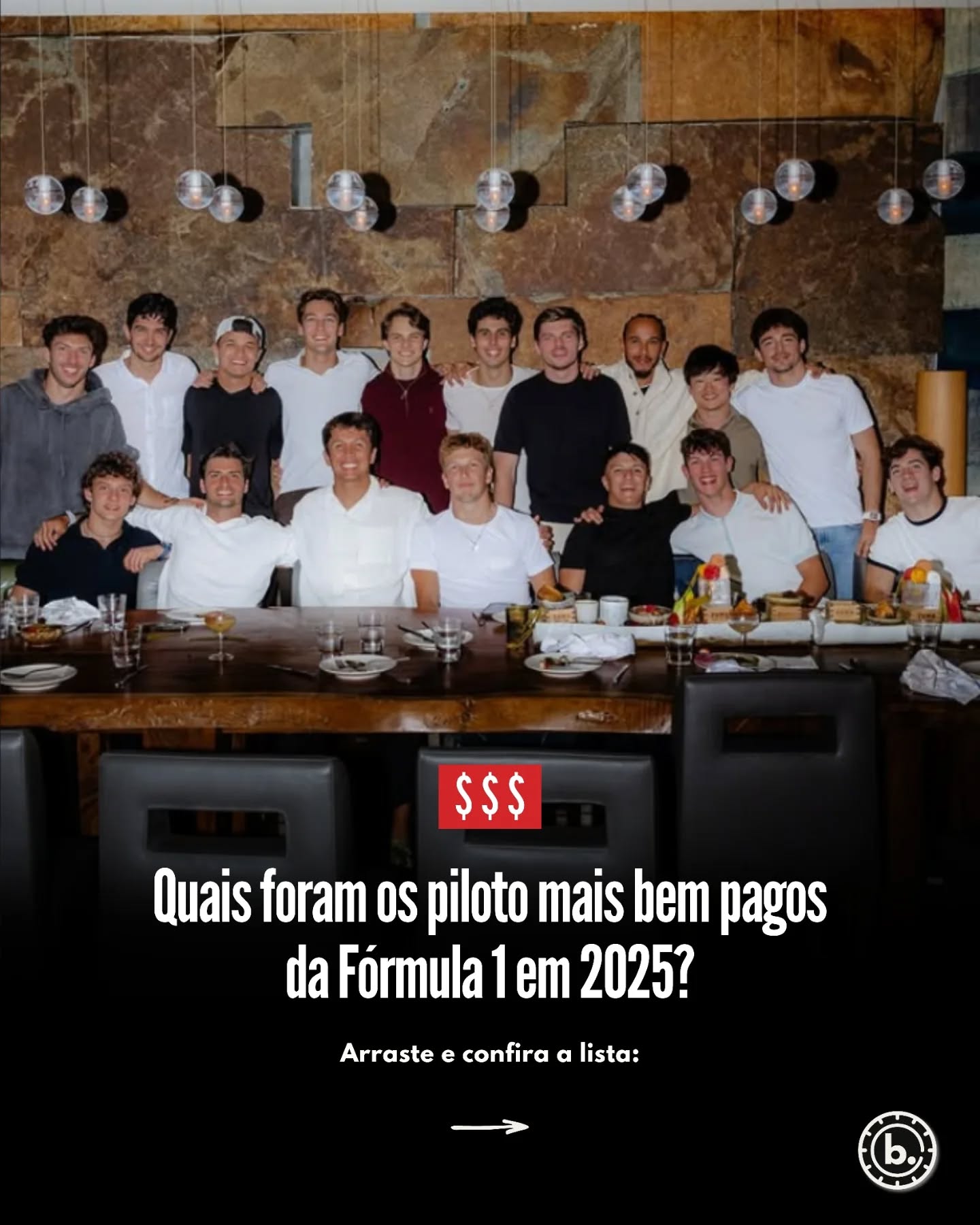 💰💰💰
Muito dinheiro na pista! A Forbes divulgou uma lista com a estimativa dos pilotos mais bem pagos da Fórmula 1. Confira: ➡️
Vale ressaltar que os valores estão em dólares. Em reais, os números seriam maiores ainda.💸
Para mais informações sobre o esporte a motor, acompanhe o @boxboxboletim 🏁
#f1 #formula1 #norris #verstappen #hamilton #salario #dinheiro #automobilismo
