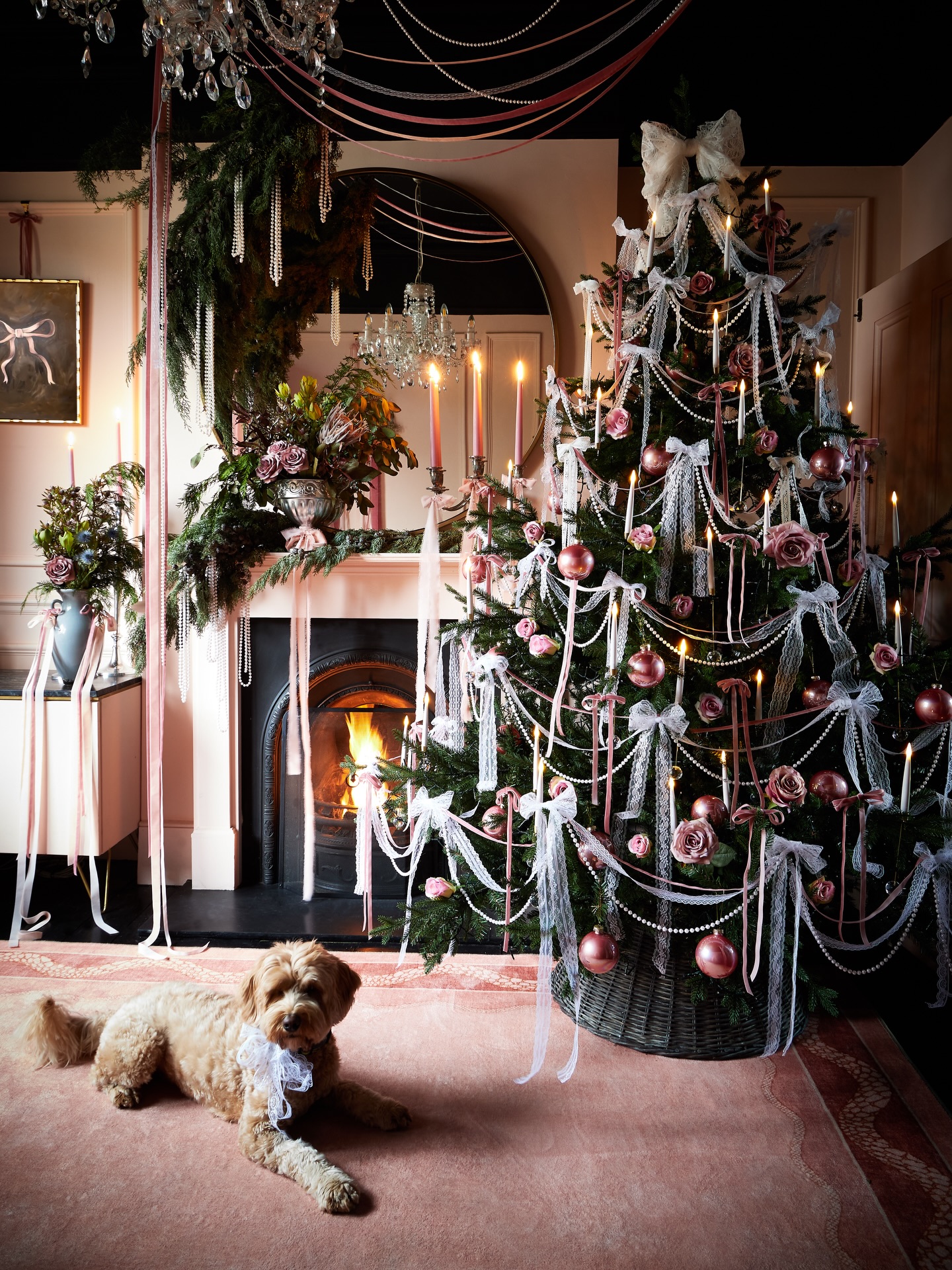 Last year’s tree was one of my all-time favourites. Dreamt up by my little Bo (aged 11), it was her coquette vision of lace, pearls, pink ribbons, roses and layered lighting. We loved it so much, and it felt like something straight out of a Dickens novel.
Sharing it again ahead of this year’s tree, because it has definitely influenced what’s coming next.
This year’s tree is still to come… stay tuned! ✨🎄